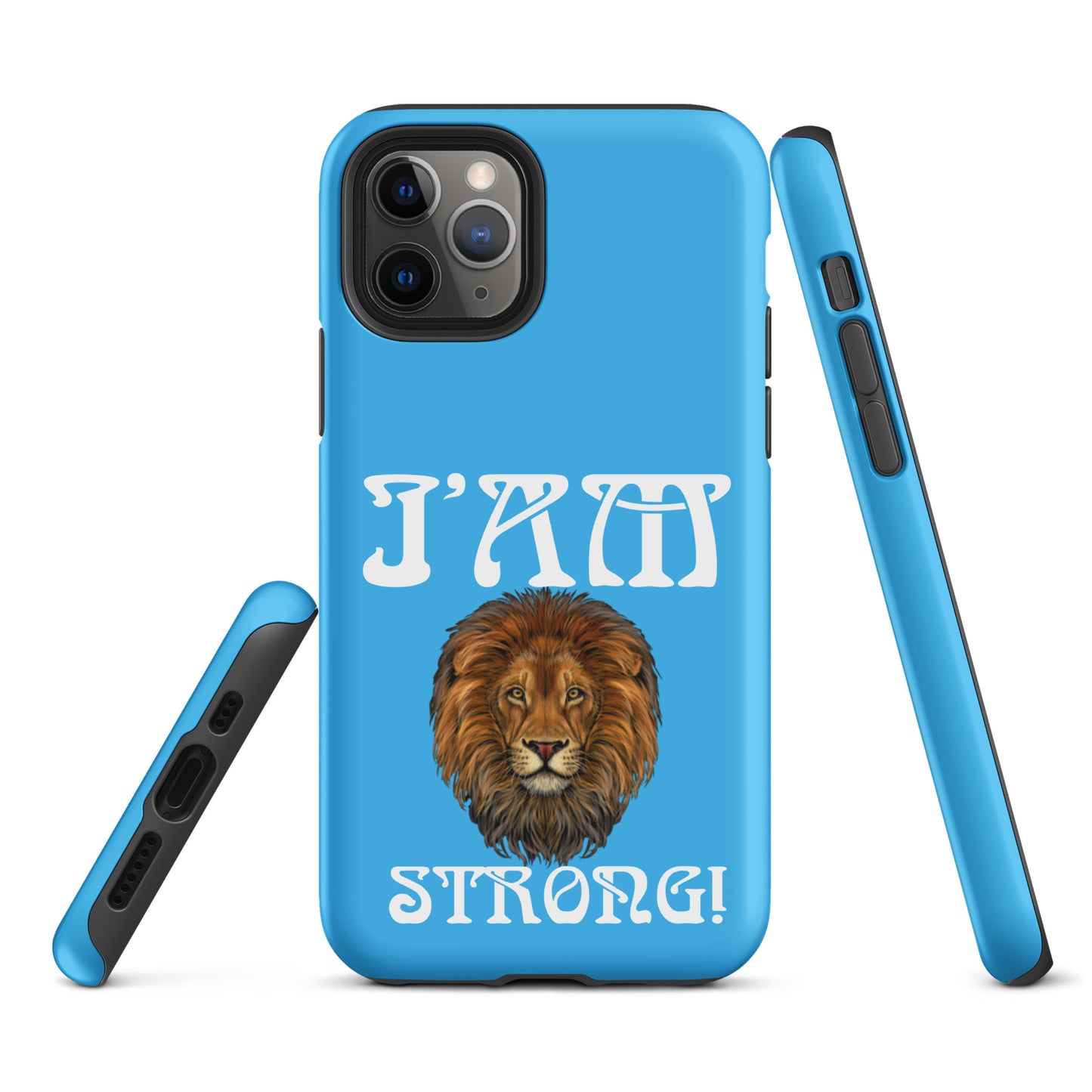 “I’AM STRONG!” SkyBlue Tough Case for iPhone® W/White Font