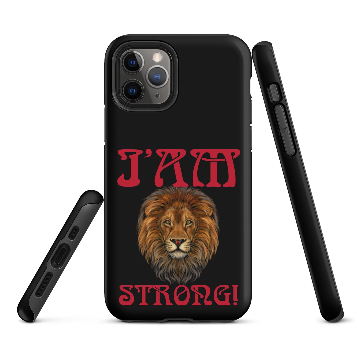“I’AM STRONG!” Black Tough Case for iPhone® W/Red Font