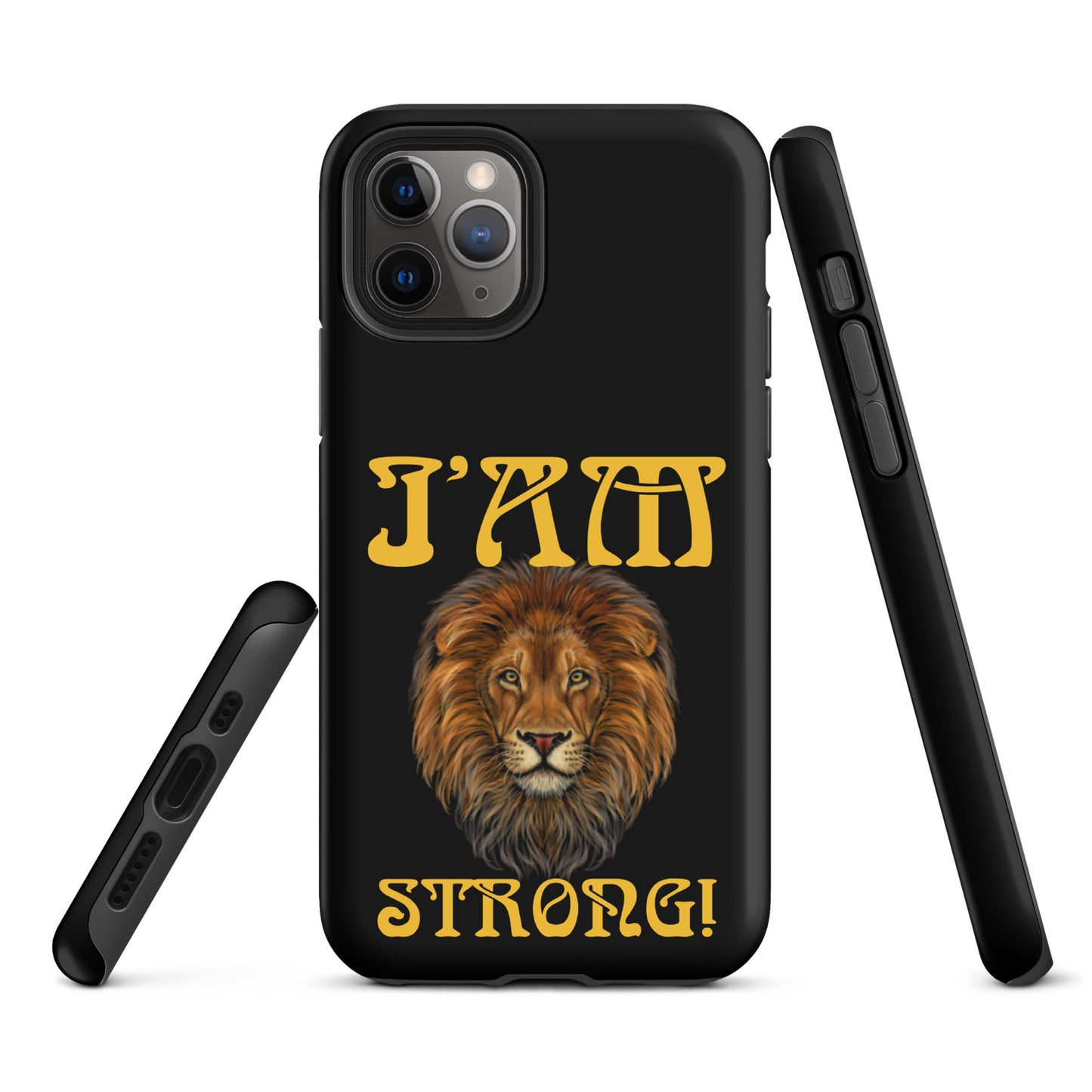 “I’AM STRONG!” Black Tough Case for iPhone® W/Yellow Font