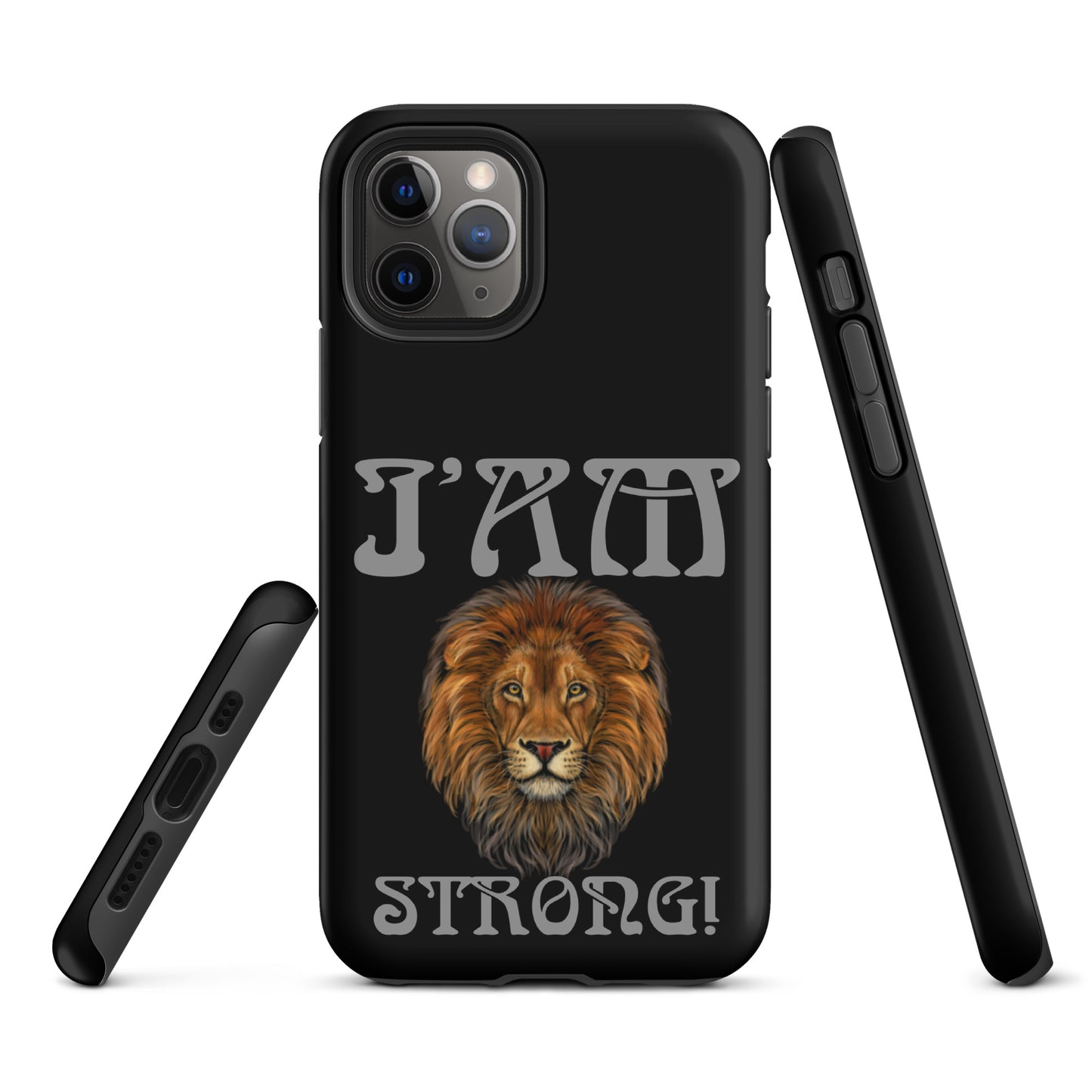 “I’AM STRONG!” Black Tough Case for iPhone® W/Nobel Font