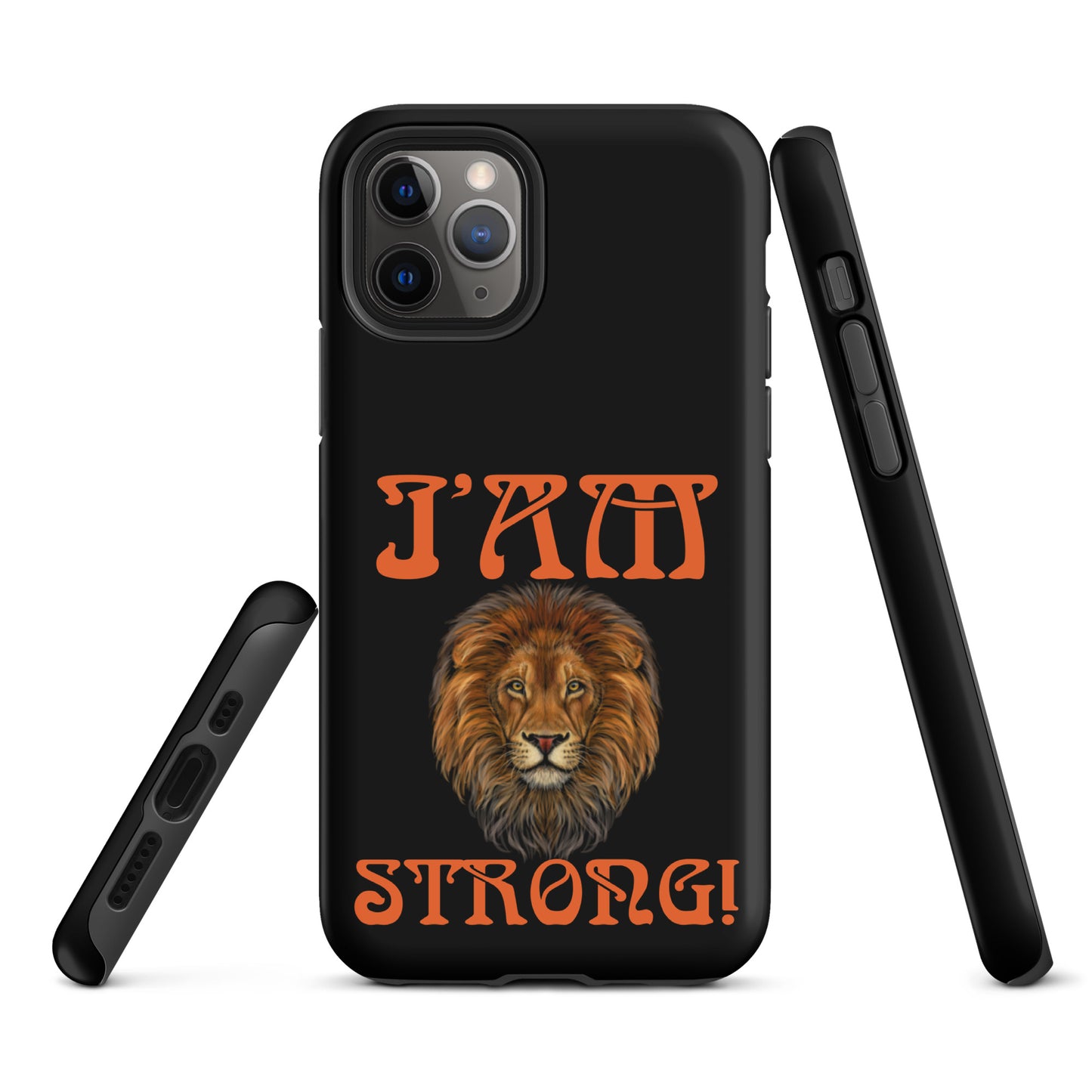 “I’AM STRONG!” Black Tough Case for iPhone® W/Orange Font