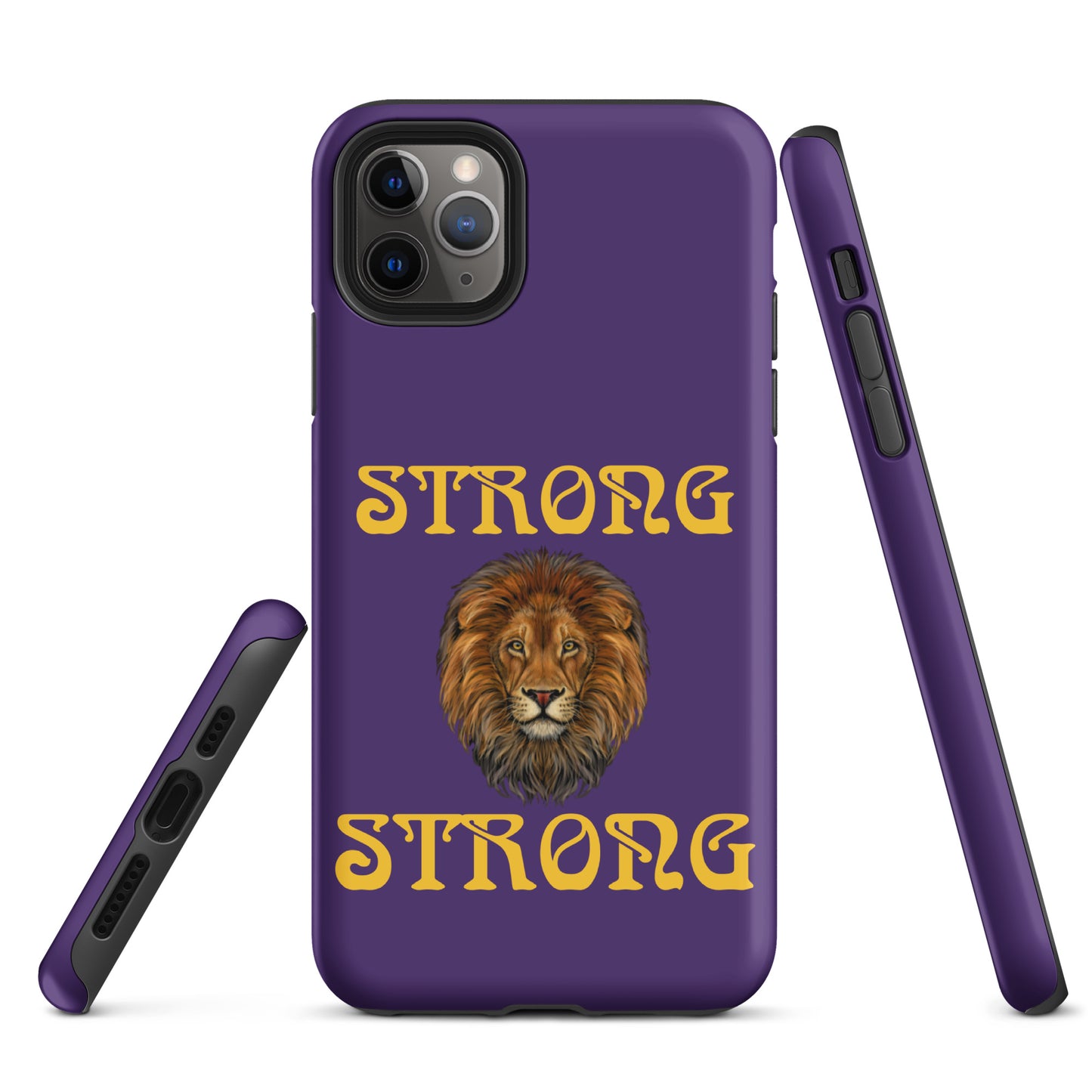 “STRONG”Purple DoubleView Tough Case for iPhone® W/Yellow Font