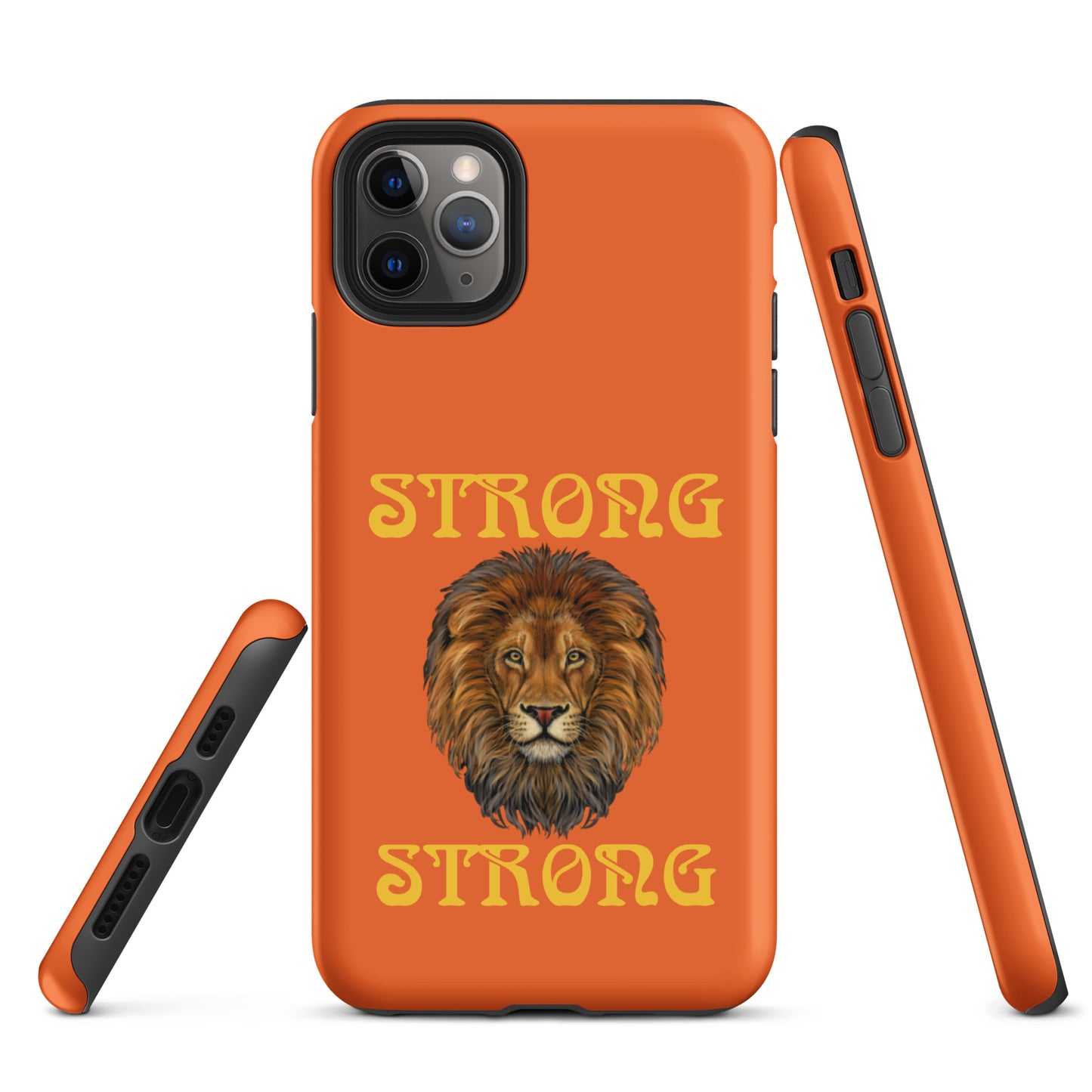 “STRONG”Orange DoubleView Tough Case for iPhone®W/Yellow Font