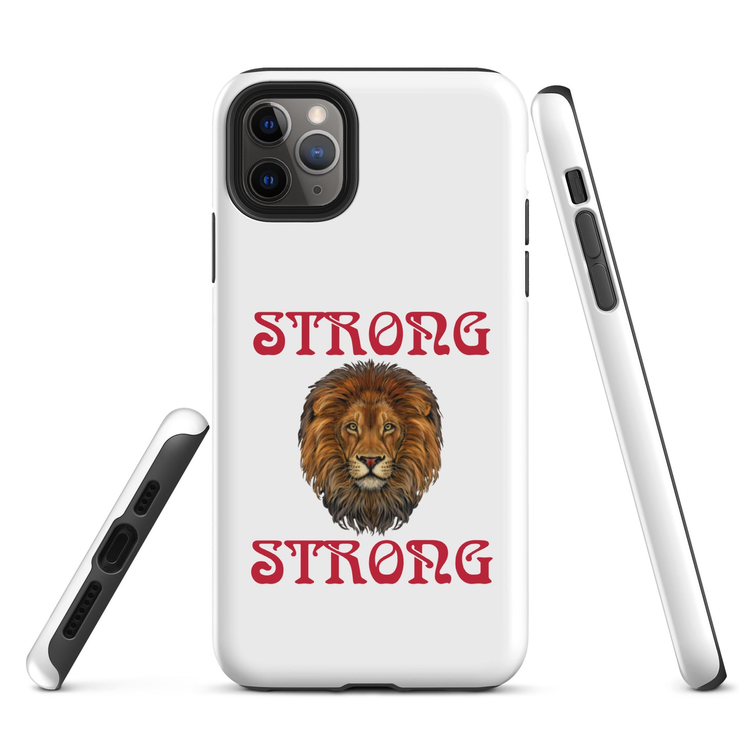 “STRONG”White DoubleView Tough Case for iPhone® W/Red Font