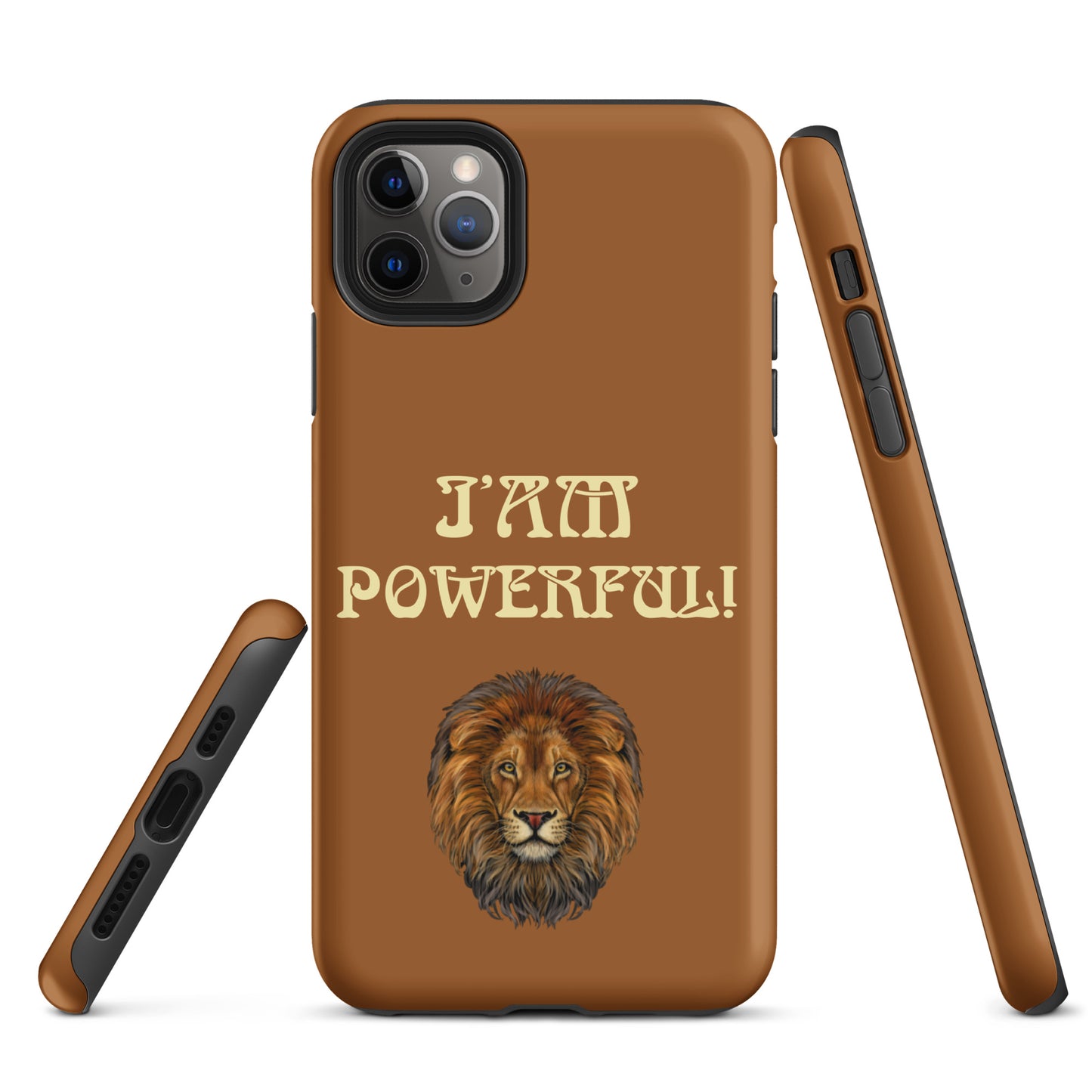 “IAM POWERFUL!”Brown Tough Case for iPhone® W/Banana Font