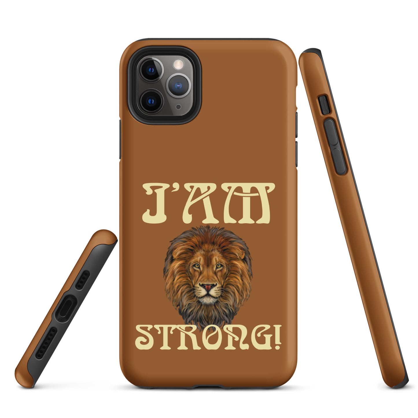 “I’AM STRONG!”Brown Tough Case for iPhone® W/Banana Font