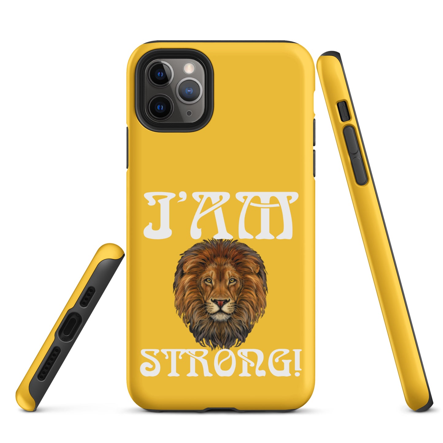 “I’AM STRONG!”Yellow Tough Case for iPhone® W/White Font