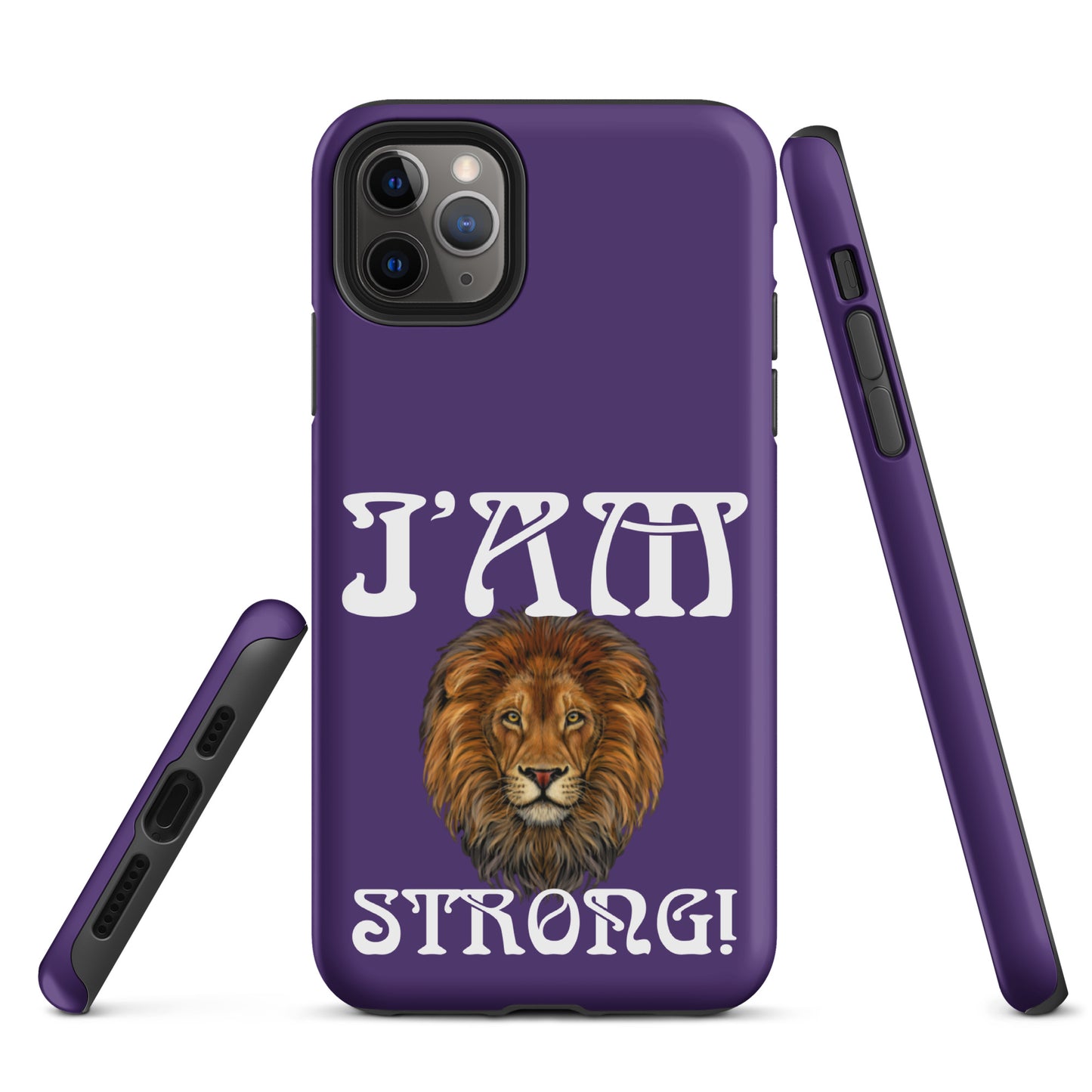 “I’AM STRONG!” Purple Tough Case for iPhone® W/White Font