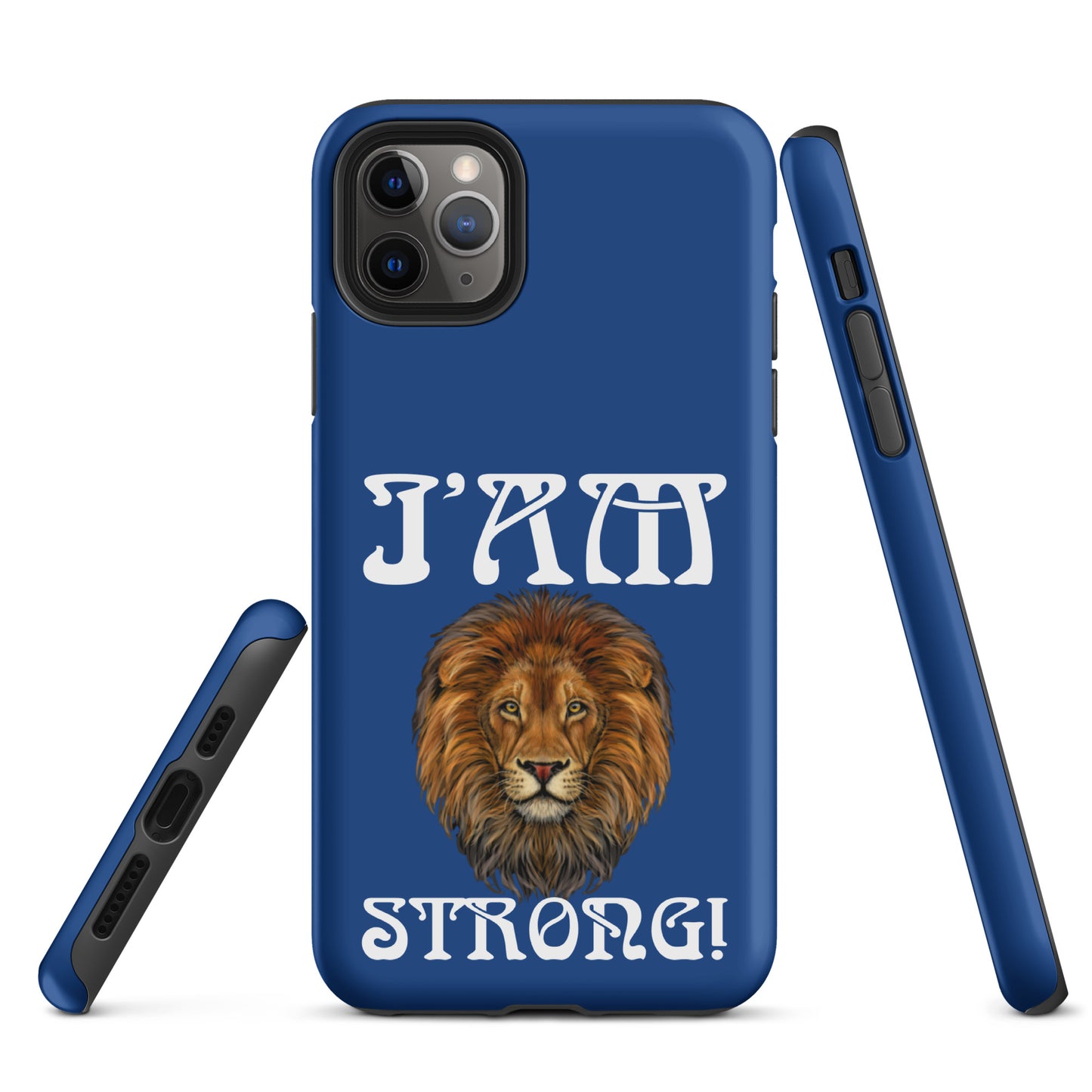 “I’AM STRONG!” Blue Tough Case for iPhone® W/White Font