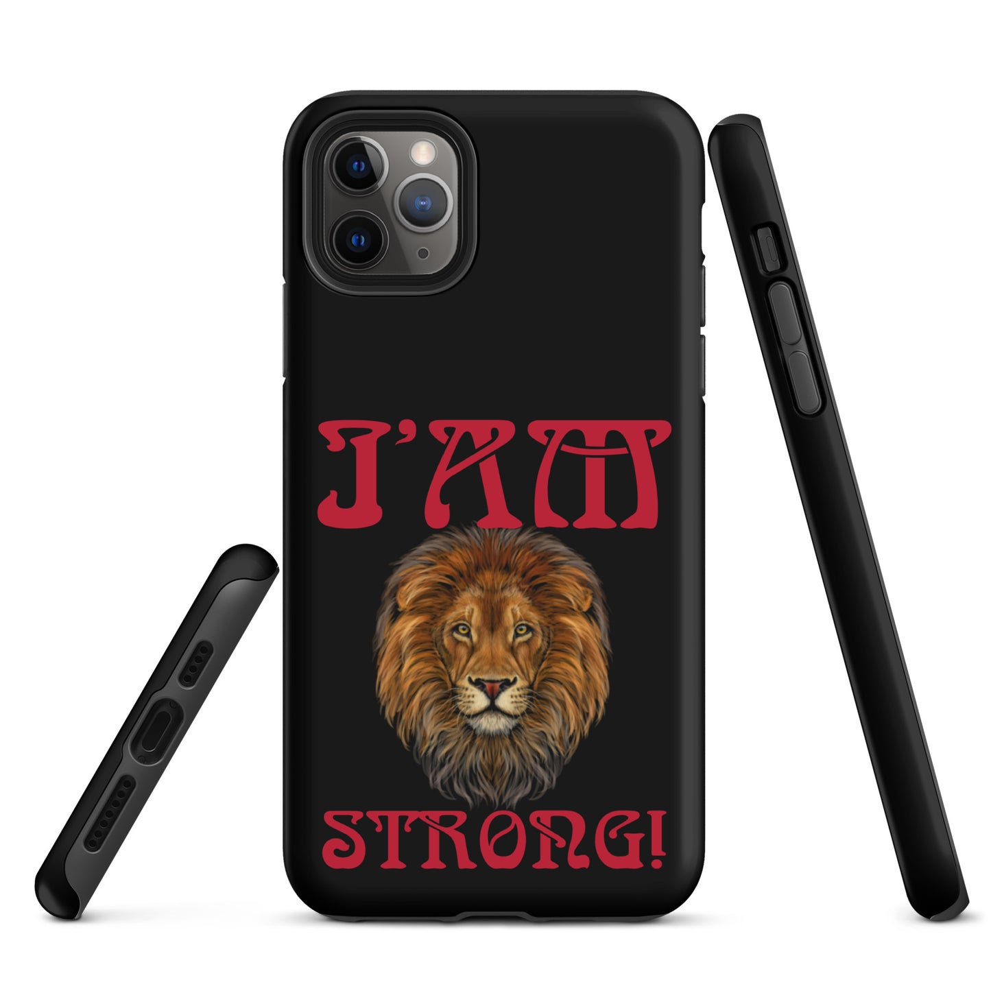“I’AM STRONG!” Black Tough Case for iPhone® W/Red Font