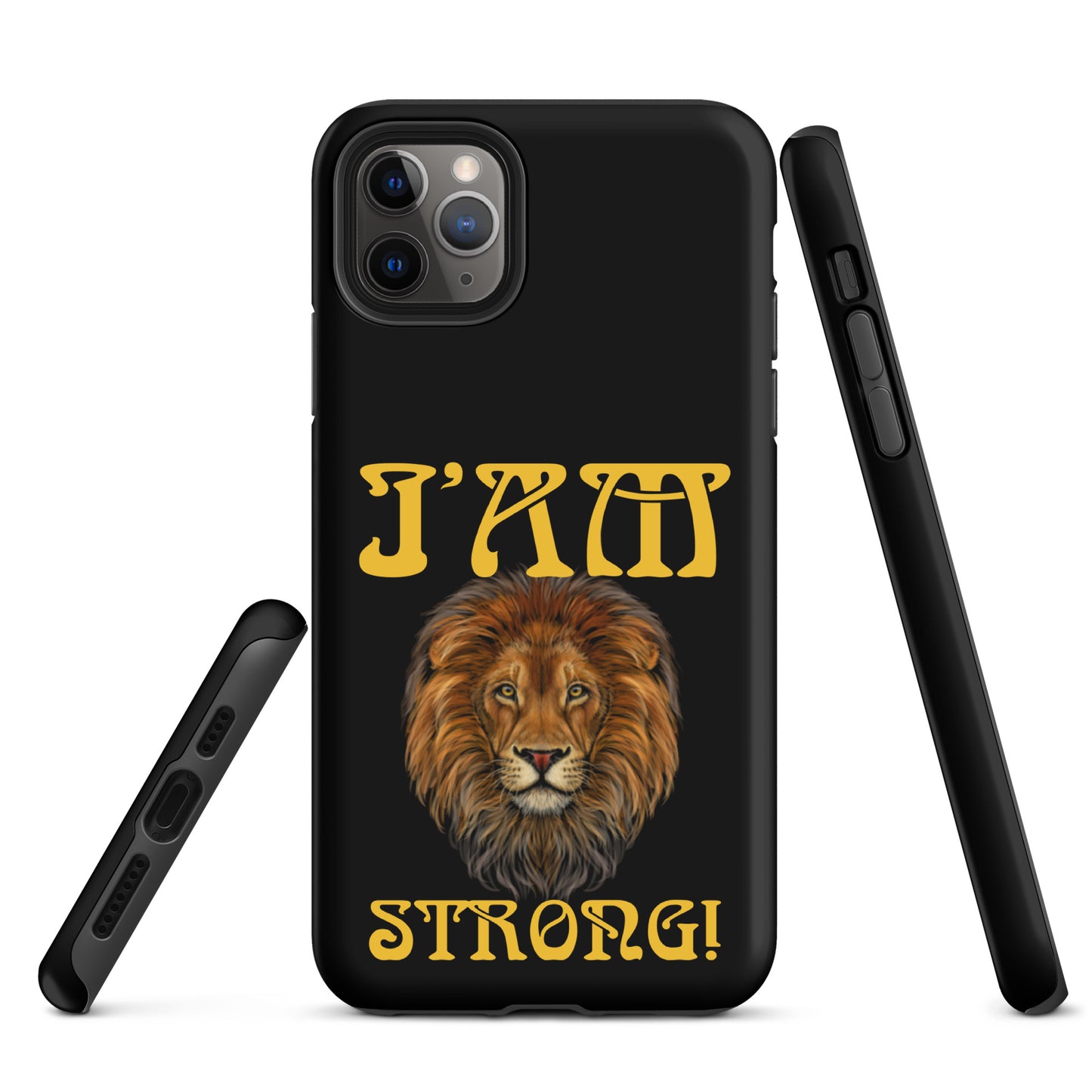 “I’AM STRONG!” Black Tough Case for iPhone® W/Yellow Font