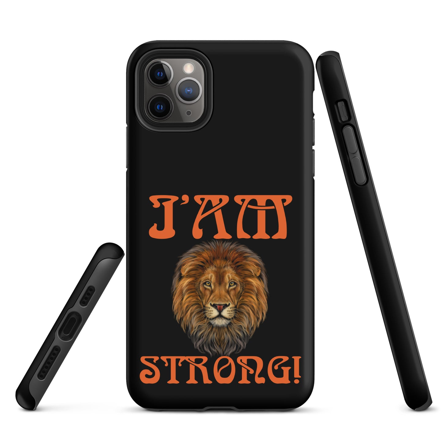 “I’AM STRONG!” Black Tough Case for iPhone® W/Orange Font