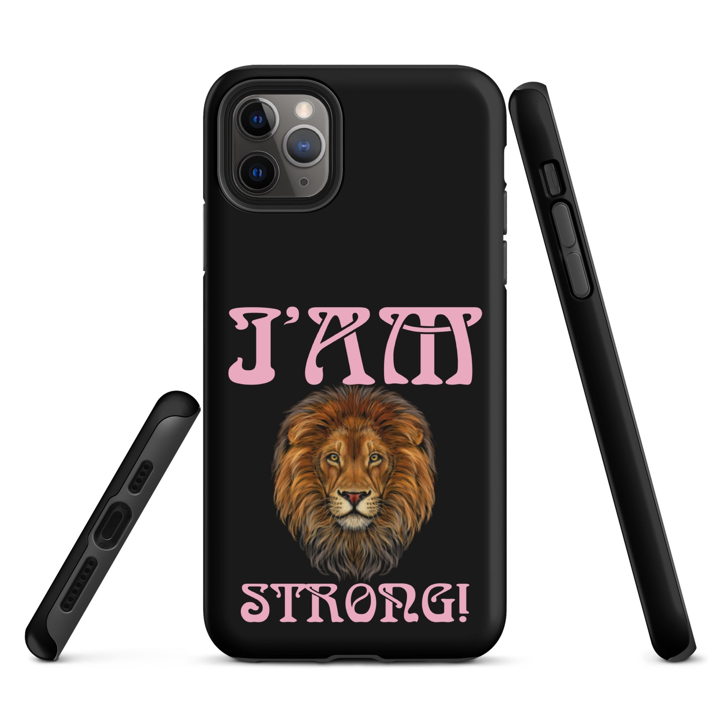 “I’AM STRONG!” Black Tough Case for iPhone® W/Cotton Candy Font