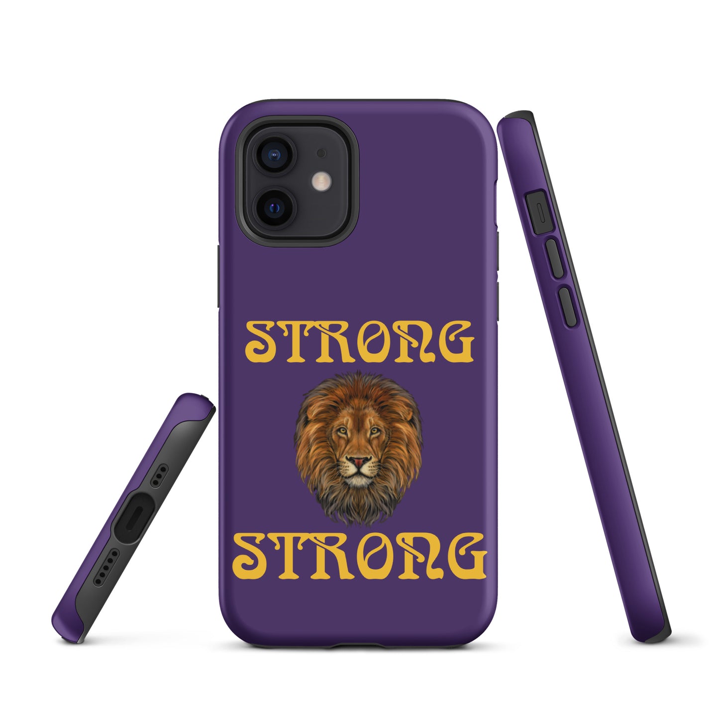 “STRONG”Purple DoubleView Tough Case for iPhone® W/Yellow Font