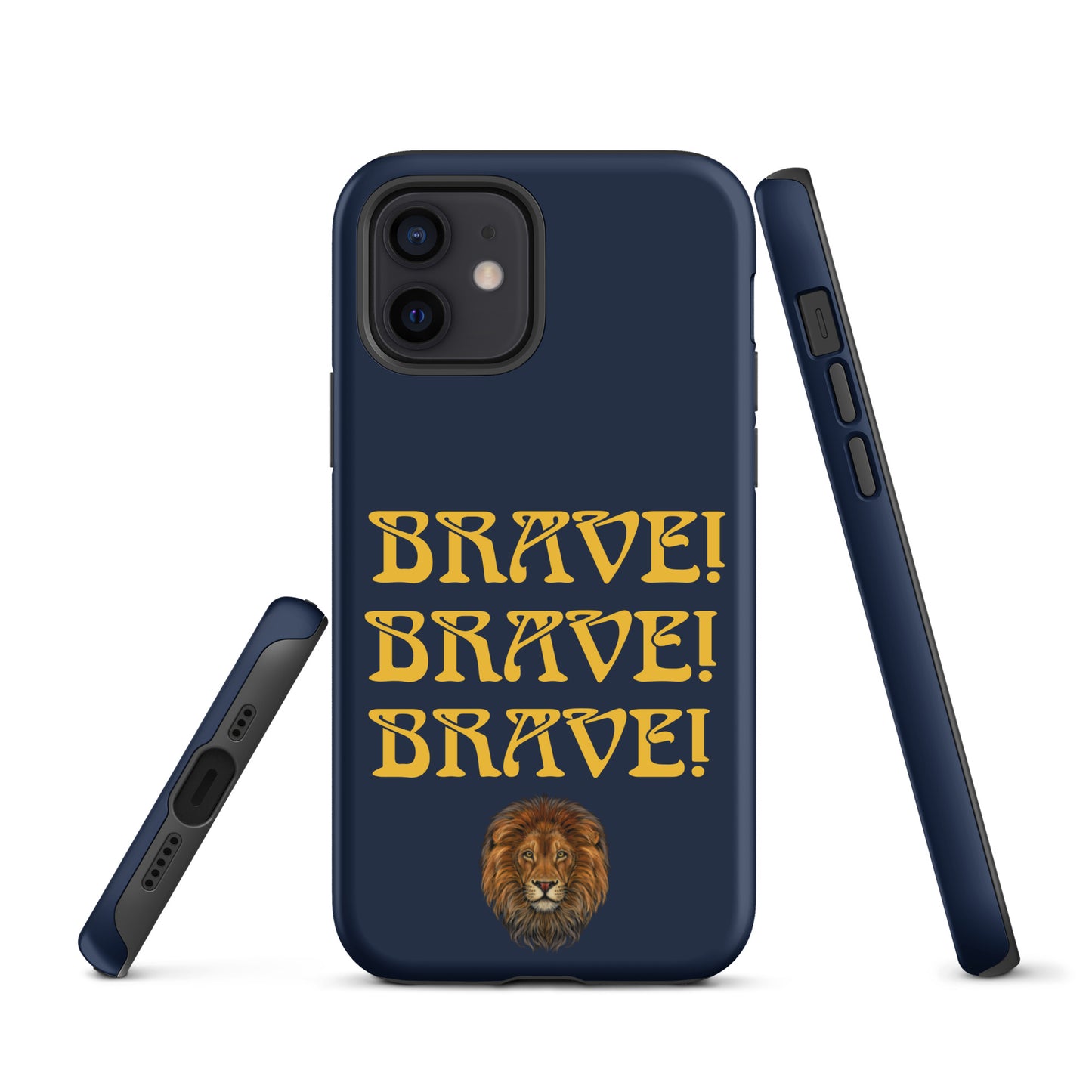 “BRAVE!Navy Tough Case for iPhone® W/Triple Yellow Font