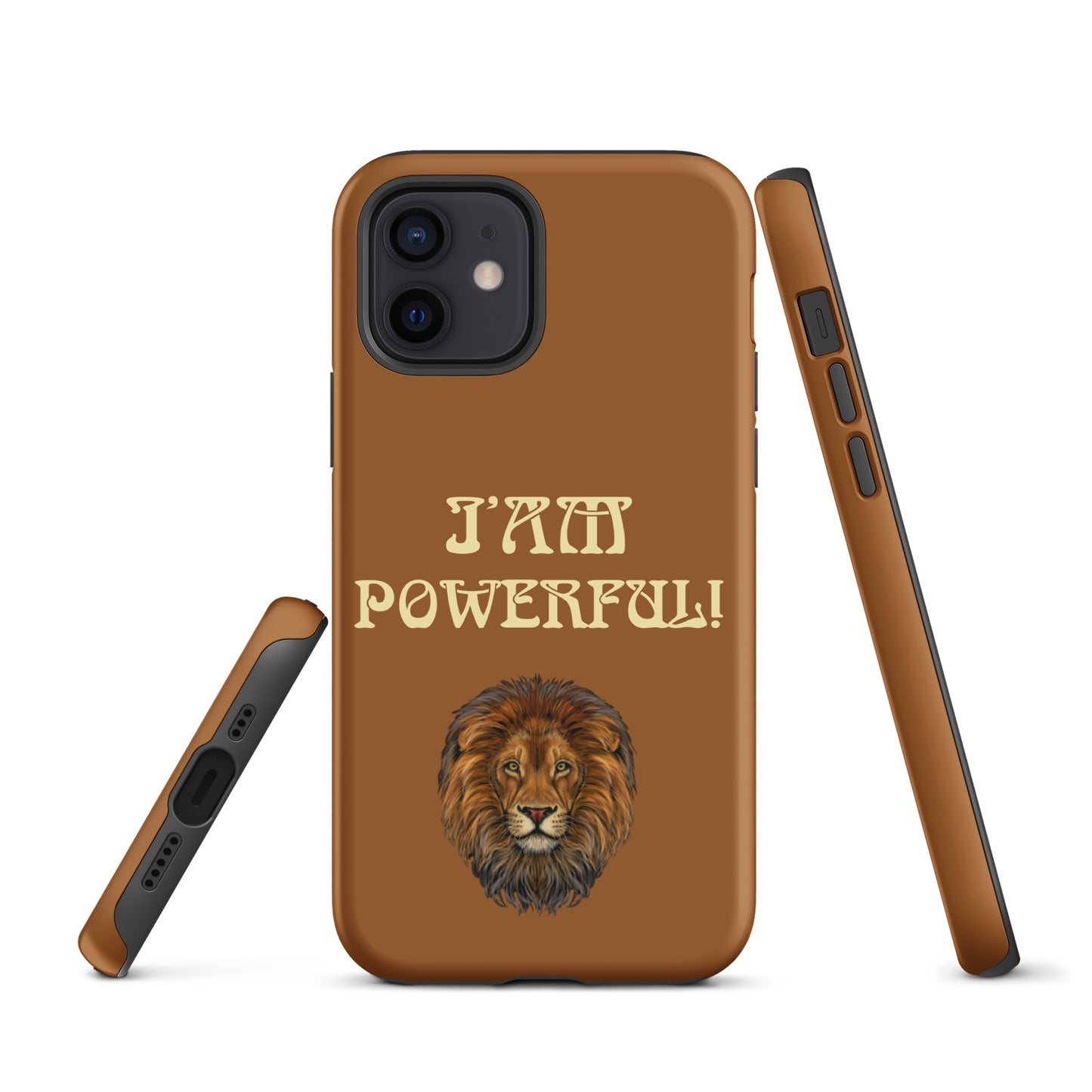 “IAM POWERFUL!”Brown Tough Case for iPhone® W/Banana Font