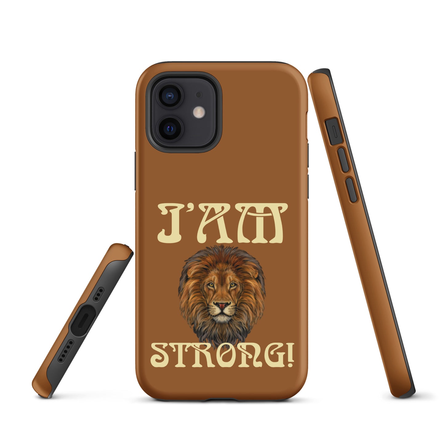 “I’AM STRONG!”Brown Tough Case for iPhone® W/Banana Font