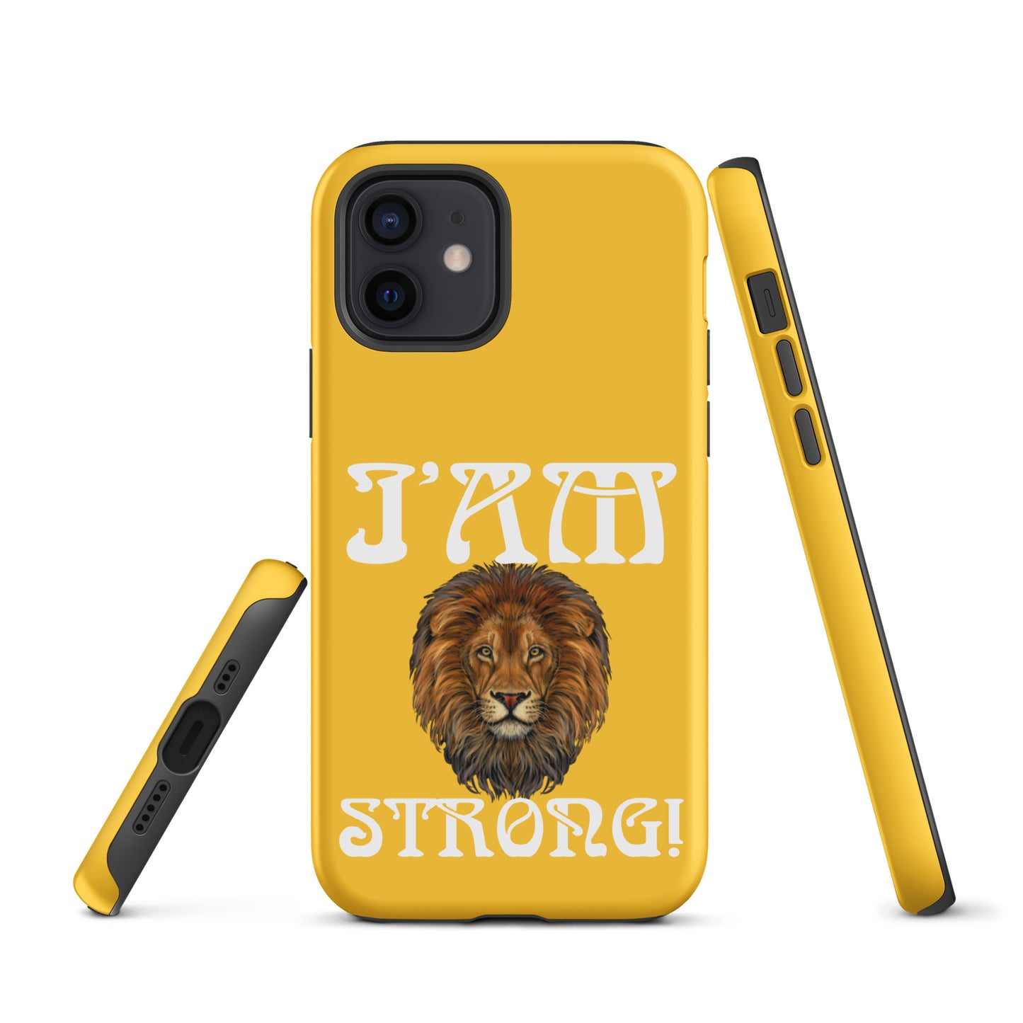 “I’AM STRONG!”Yellow Tough Case for iPhone® W/White Font