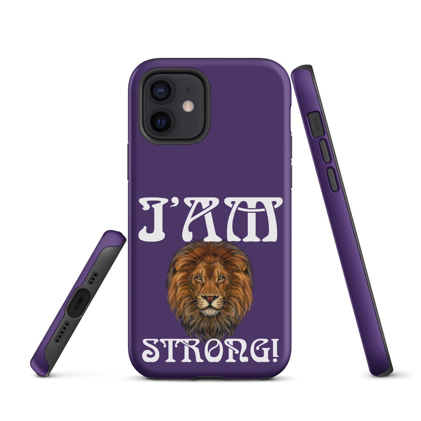 “I’AM STRONG!” Purple Tough Case for iPhone® W/White Font