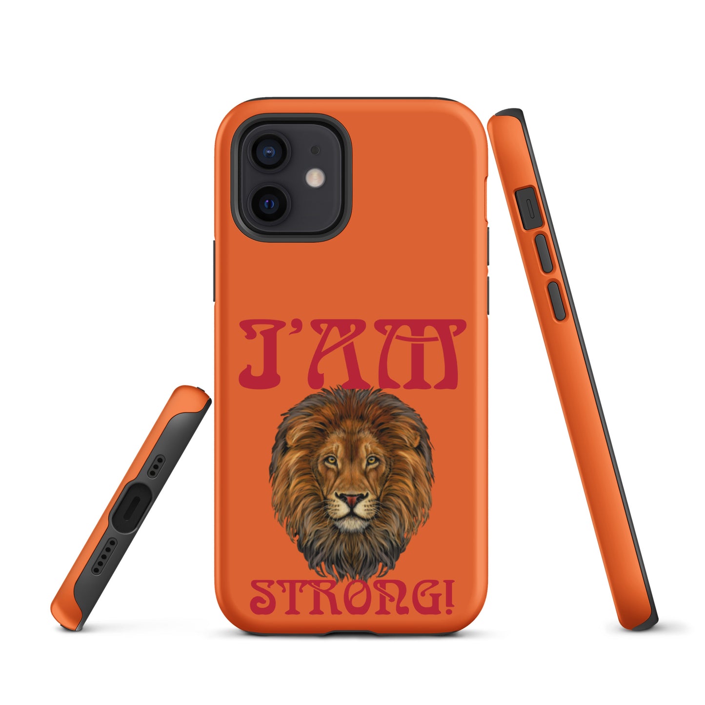 “I’AM STRONG!” Orange Tough Case for iPhone® W/Red Font