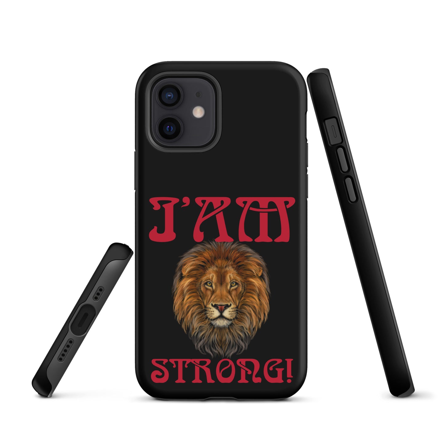 “I’AM STRONG!” Black Tough Case for iPhone® W/Red Font