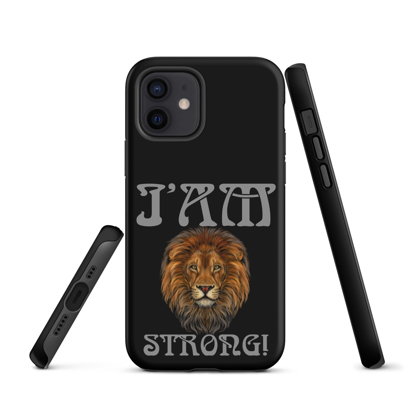 “I’AM STRONG!” Black Tough Case for iPhone® W/Nobel Font