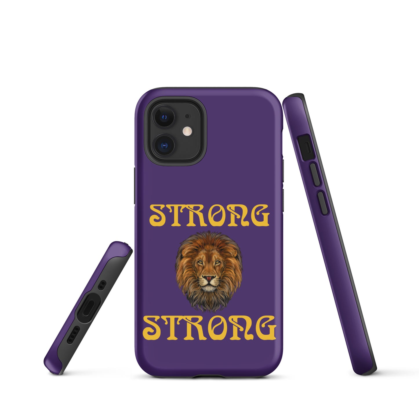 “STRONG”Purple DoubleView Tough Case for iPhone® W/Yellow Font