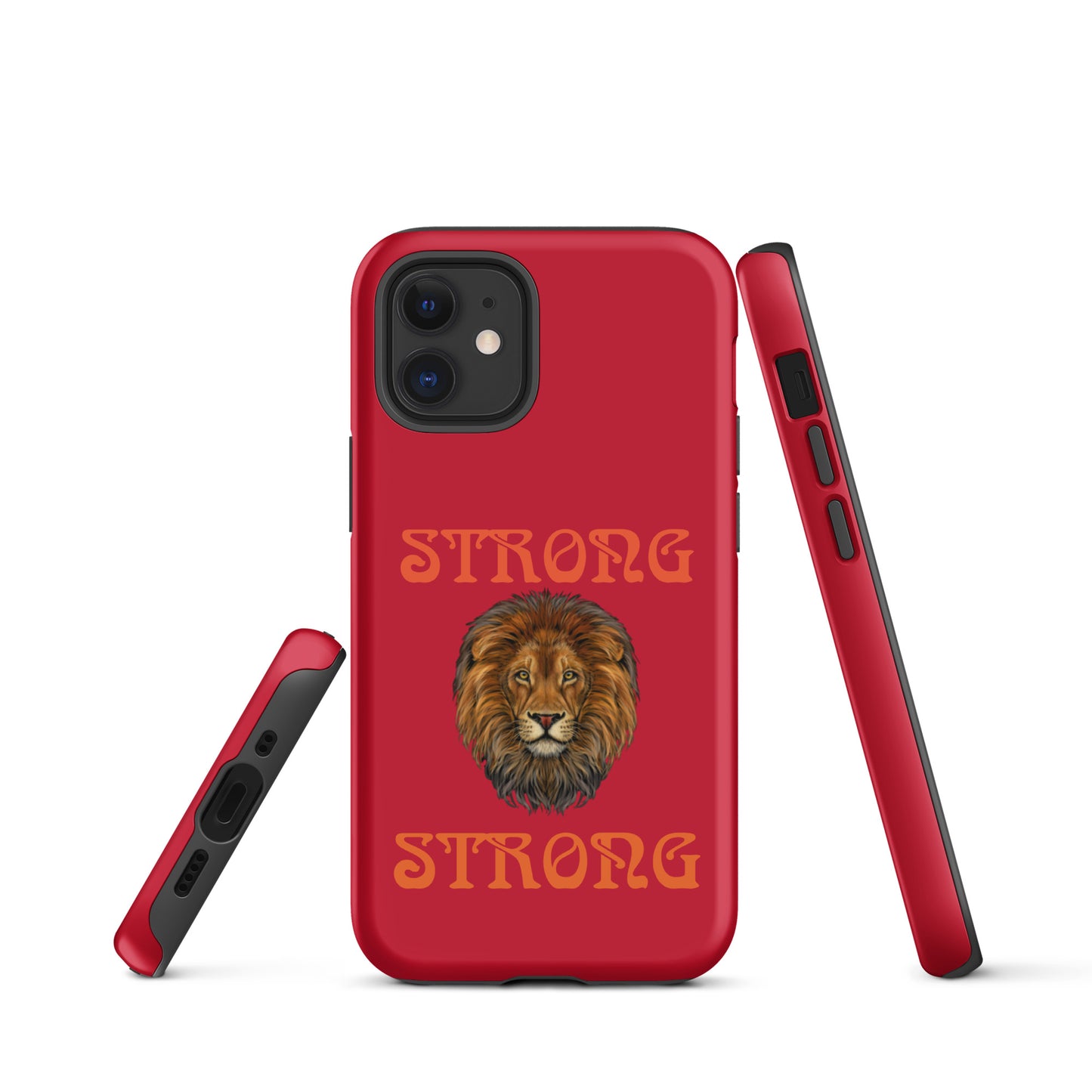 “STRONG”Red DoubleView Tough Case for iPhone® W/Orange Font