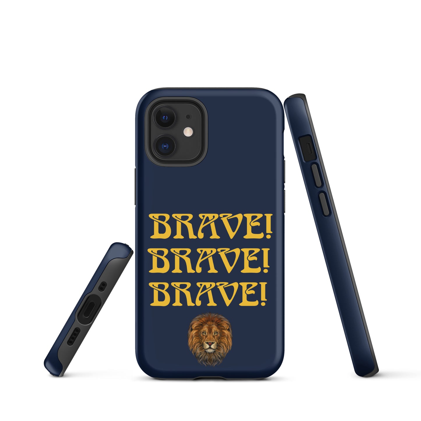 “BRAVE!Navy Tough Case for iPhone® W/Triple Yellow Font
