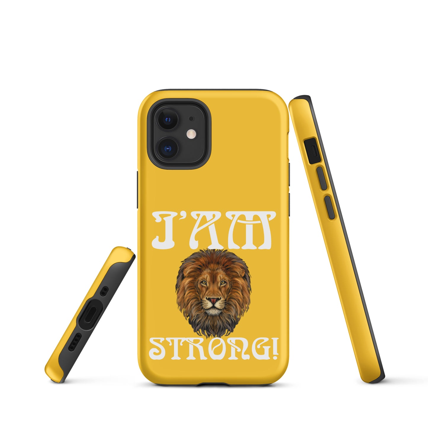 “I’AM STRONG!”Yellow Tough Case for iPhone® W/White Font