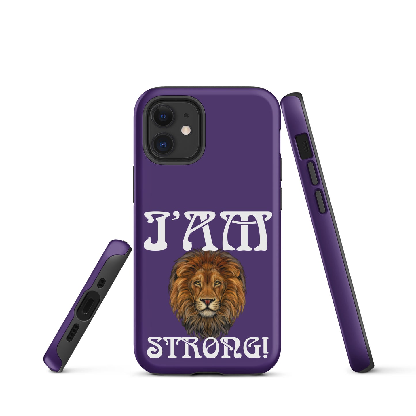 “I’AM STRONG!” Purple Tough Case for iPhone® W/White Font