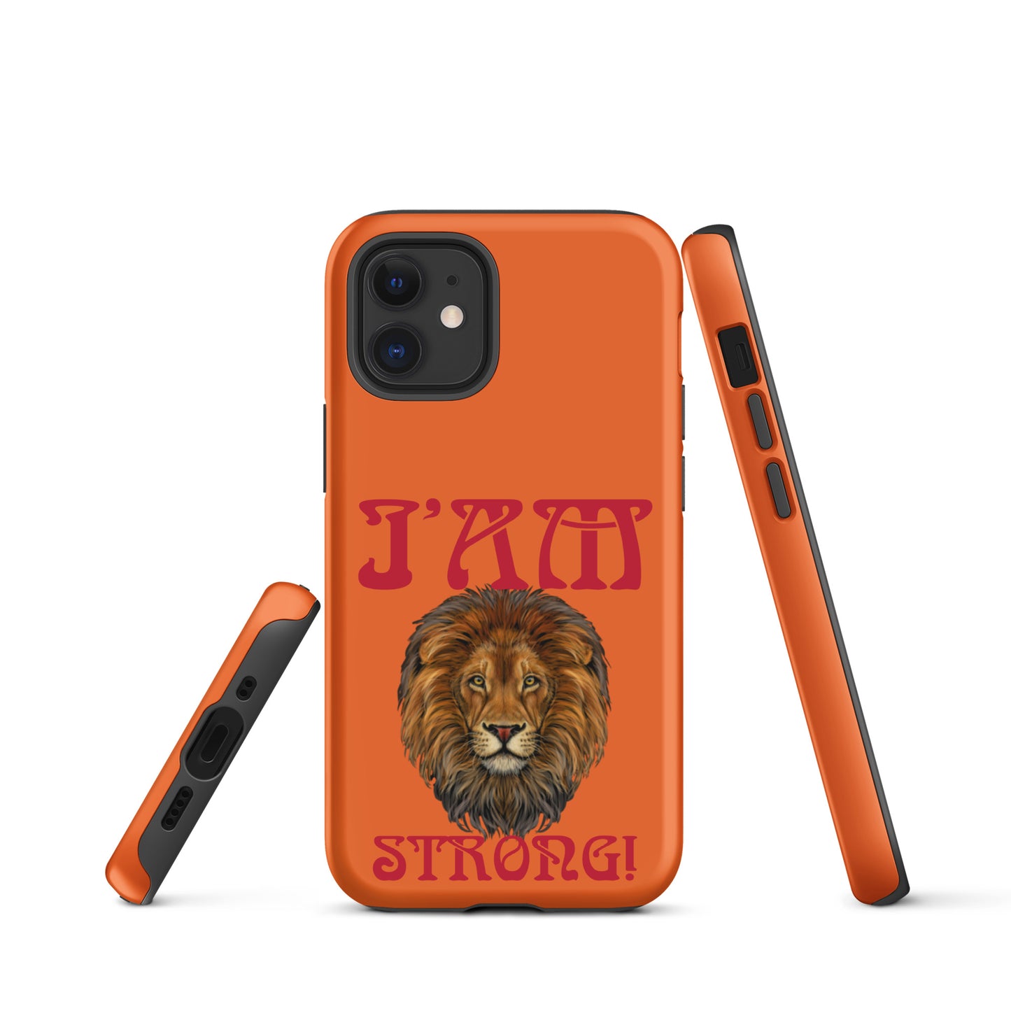 “I’AM STRONG!” Orange Tough Case for iPhone® W/Red Font