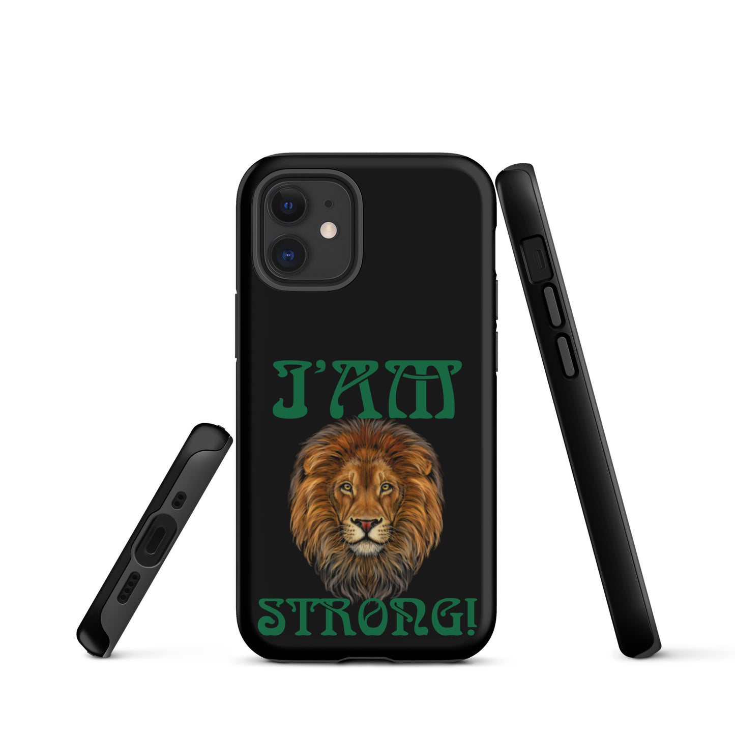 “I’AM STRONG!” Black Tough Case for iPhone® W/Green Font
