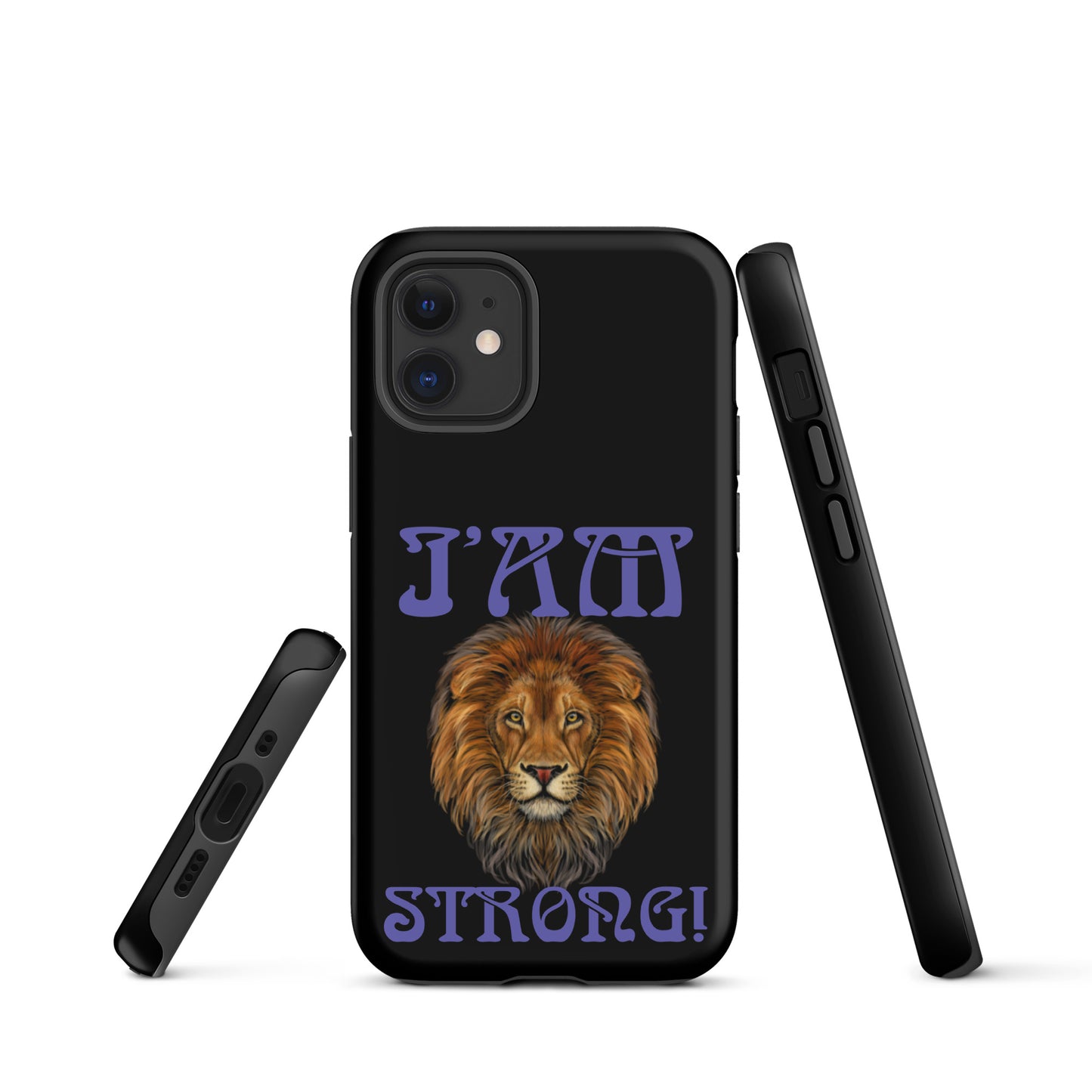 “I’AM STRONG!” Black Tough Case for iPhone® W/Purple Font