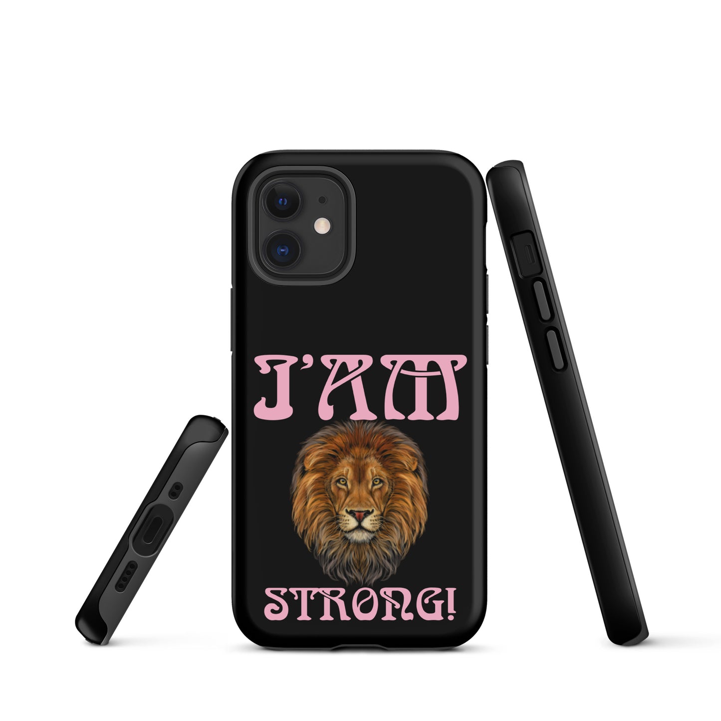 “I’AM STRONG!” Black Tough Case for iPhone® W/Cotton Candy Font