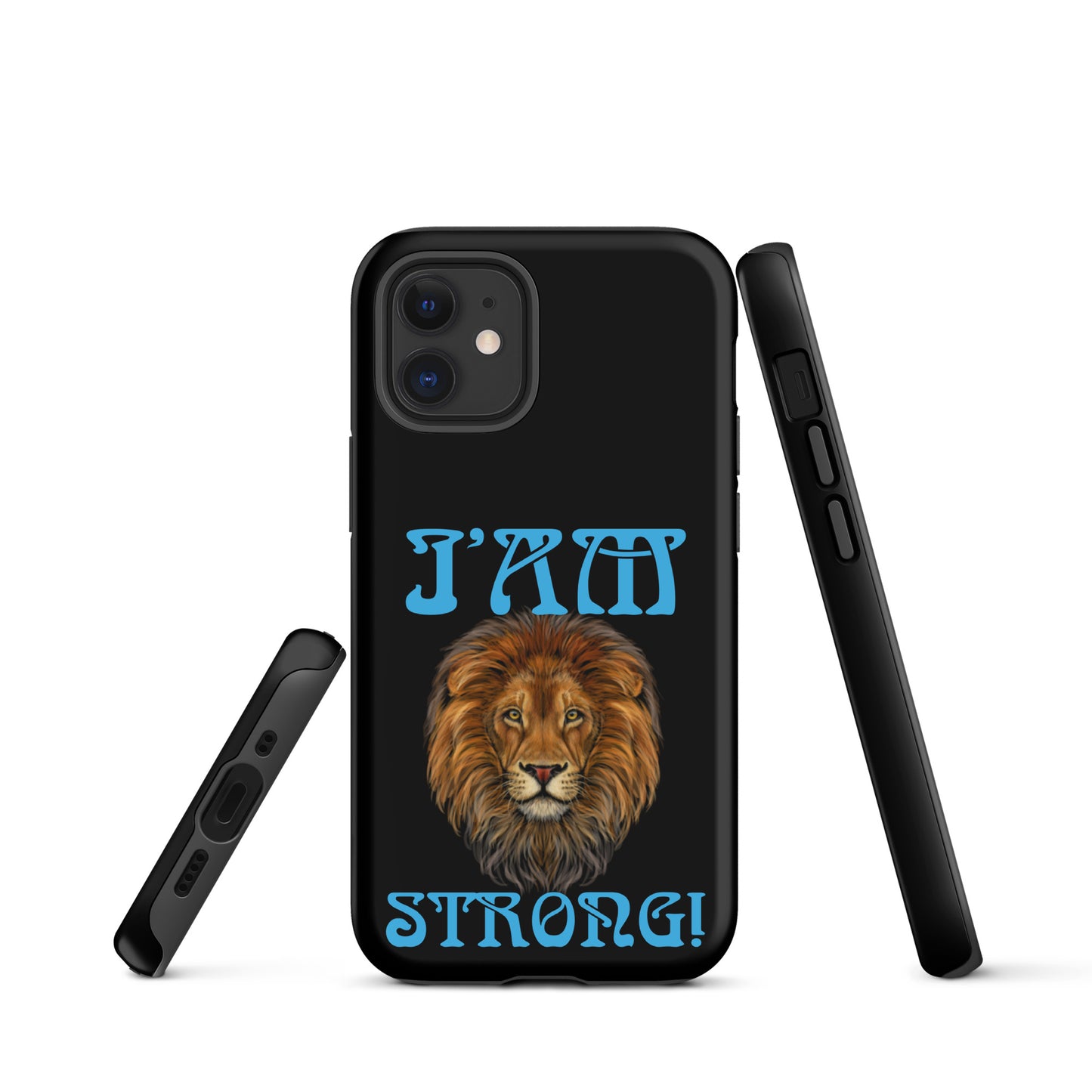 “I’AM STRONG!” Black Tough Case for iPhone® W/SkyBlue Font