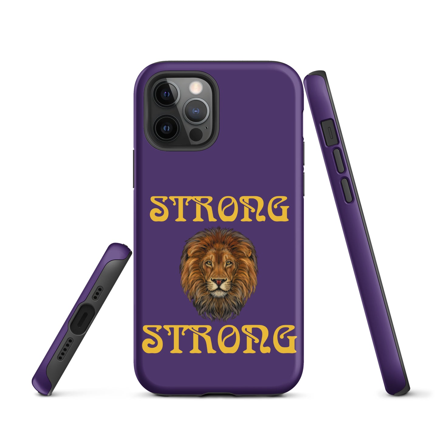 “STRONG”Purple DoubleView Tough Case for iPhone® W/Yellow Font