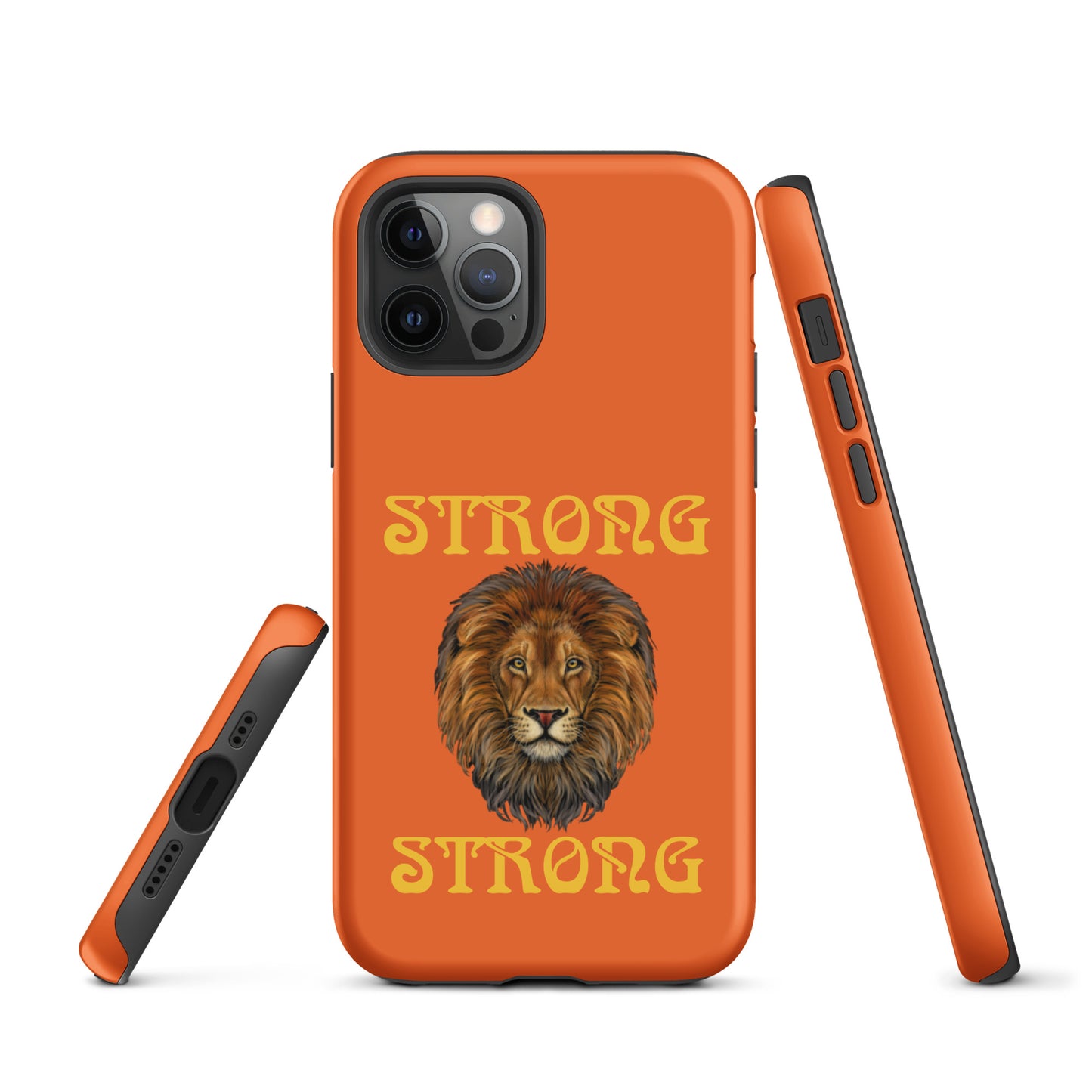 “STRONG”Orange DoubleView Tough Case for iPhone®W/Yellow Font