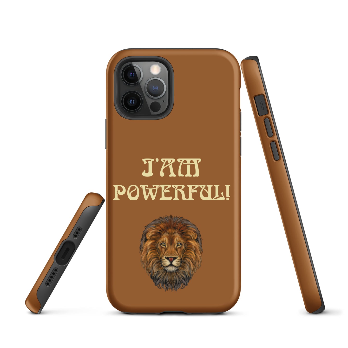“IAM POWERFUL!”Brown Tough Case for iPhone® W/Banana Font