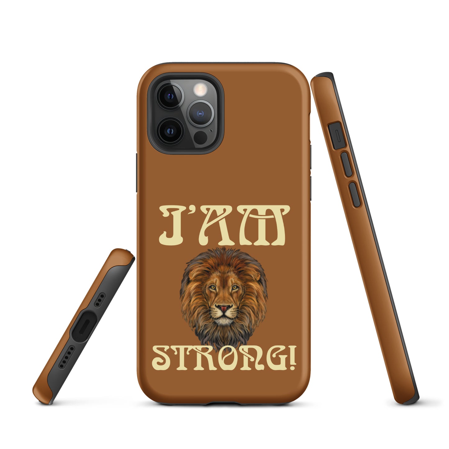 “I’AM STRONG!”Brown Tough Case for iPhone® W/Banana Font