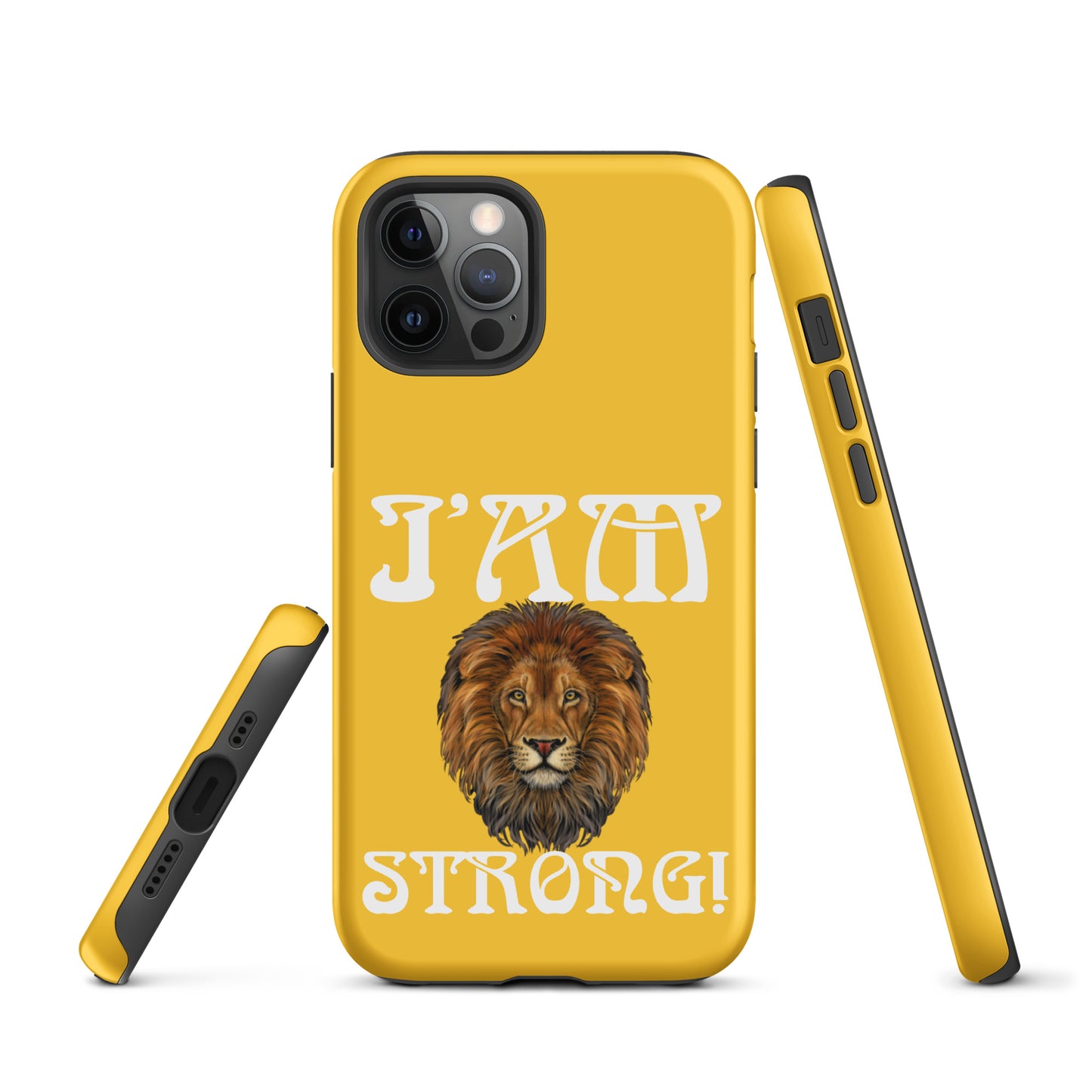 “I’AM STRONG!”Yellow Tough Case for iPhone® W/White Font