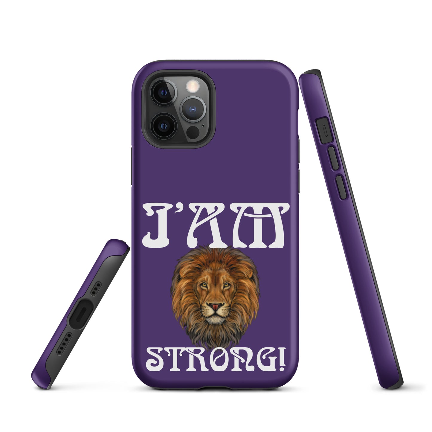 “I’AM STRONG!” Purple Tough Case for iPhone® W/White Font