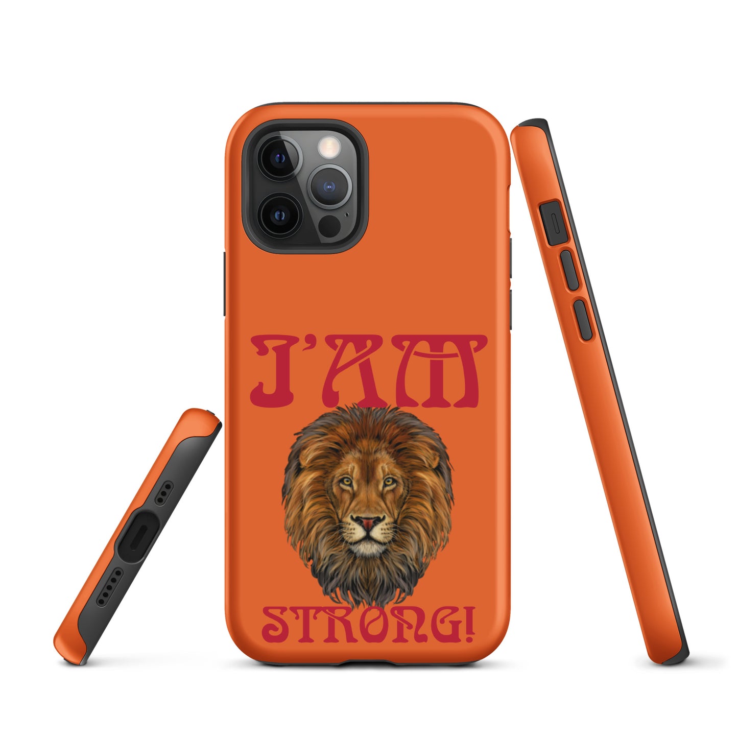 “I’AM STRONG!” Orange Tough Case for iPhone® W/Red Font