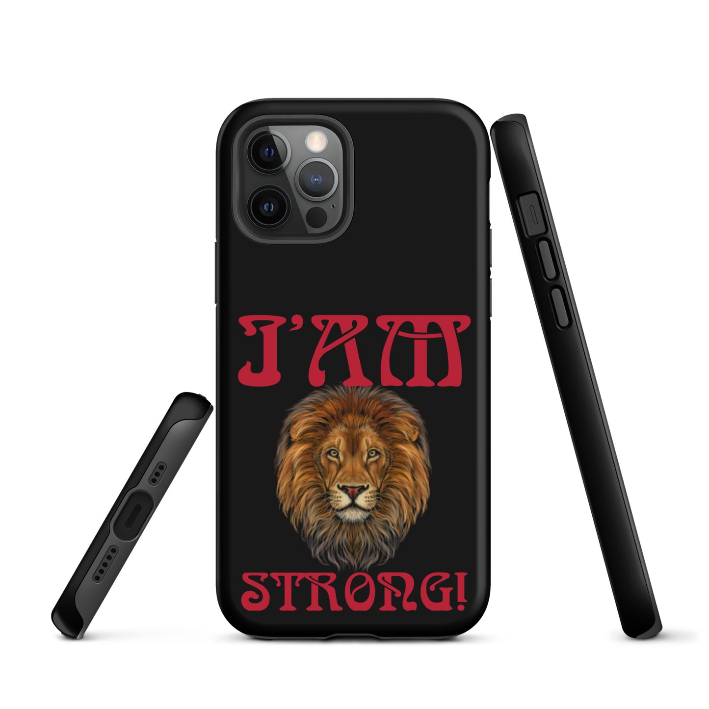 “I’AM STRONG!” Black Tough Case for iPhone® W/Red Font