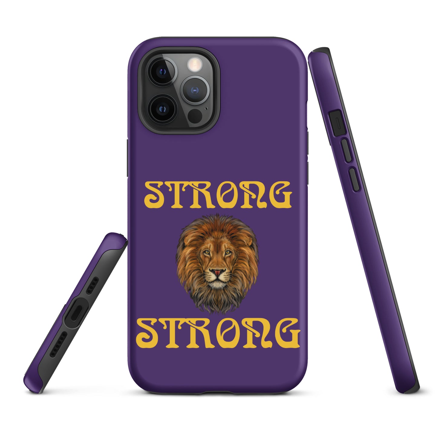 “STRONG”Purple DoubleView Tough Case for iPhone® W/Yellow Font