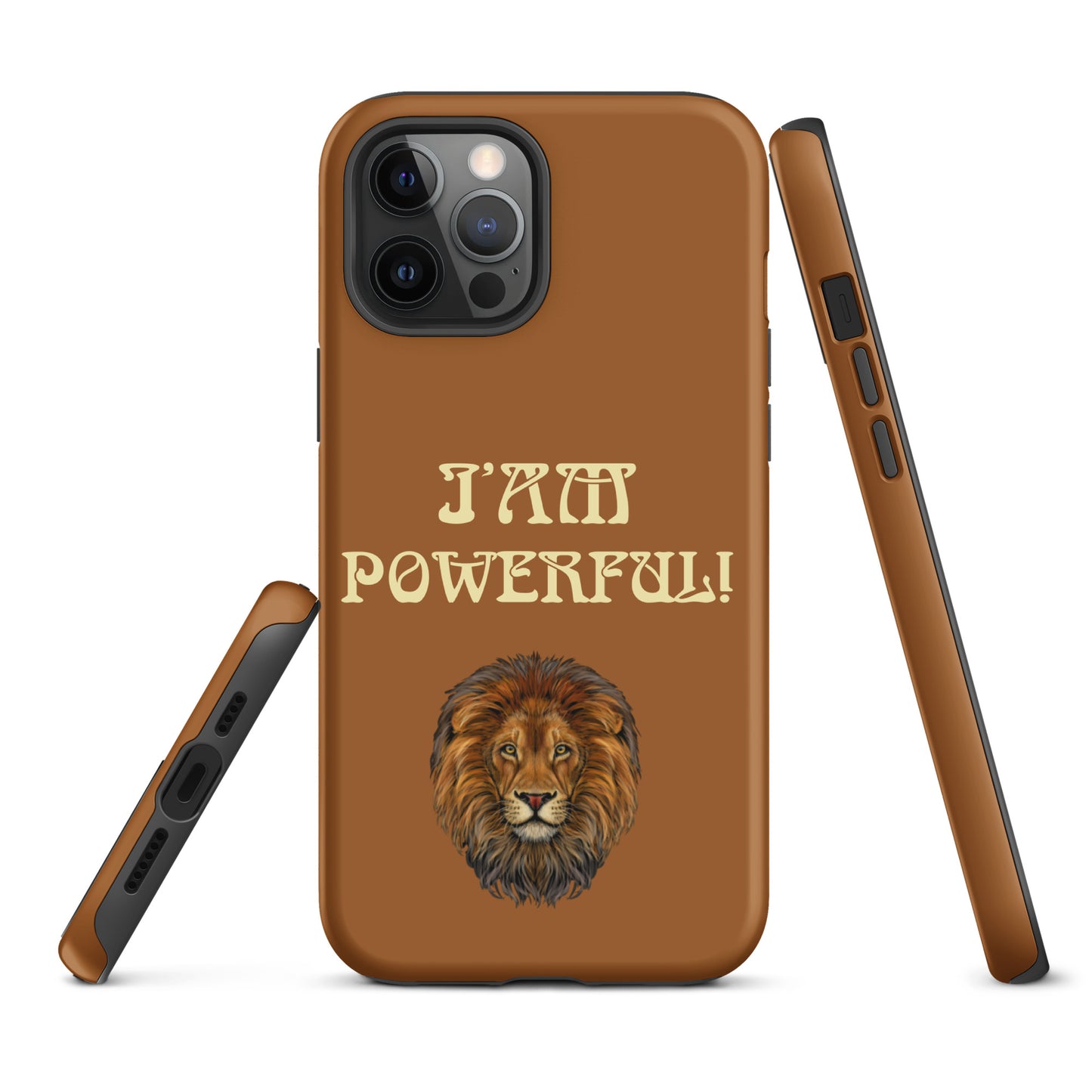 “IAM POWERFUL!”Brown Tough Case for iPhone® W/Banana Font