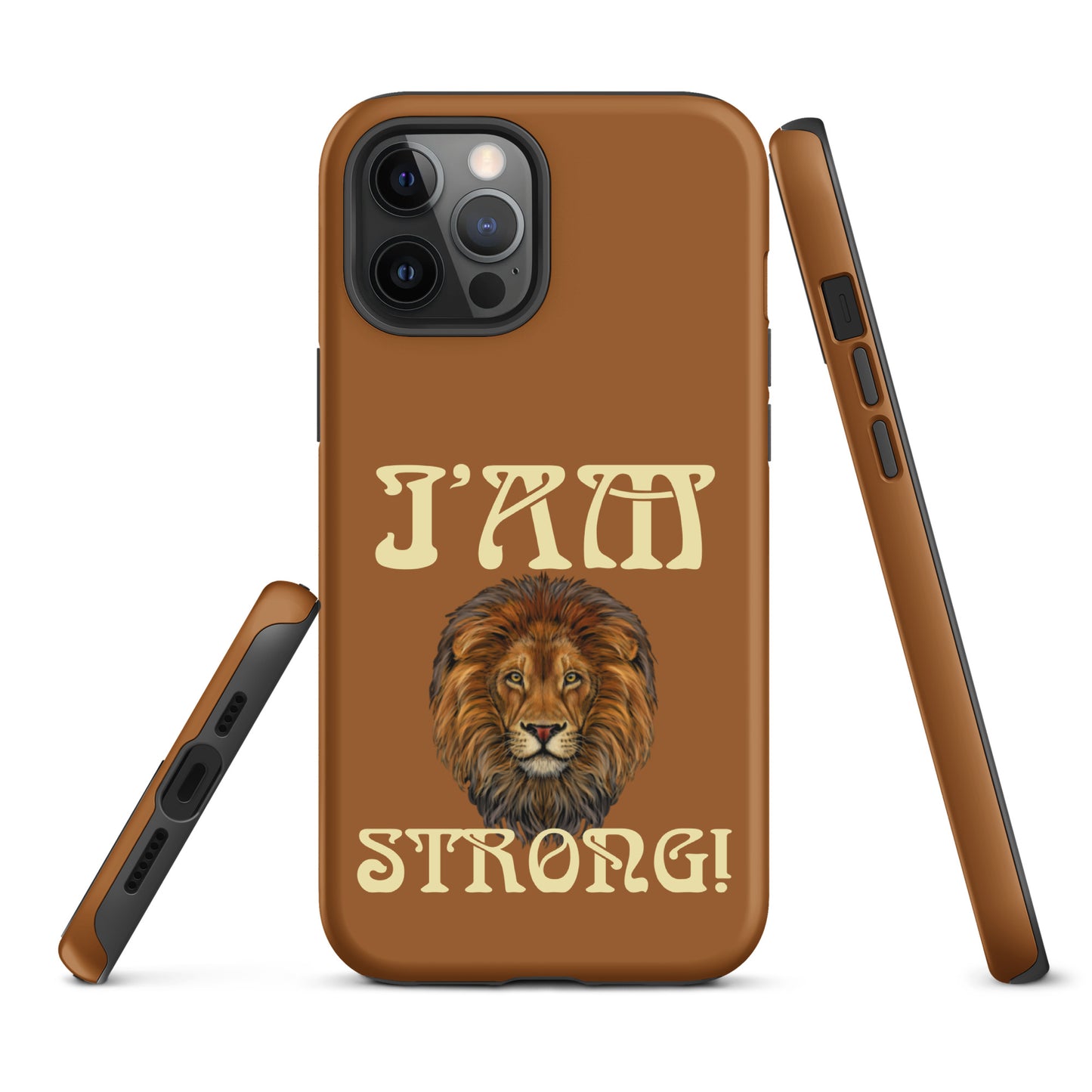 “I’AM STRONG!”Brown Tough Case for iPhone® W/Banana Font