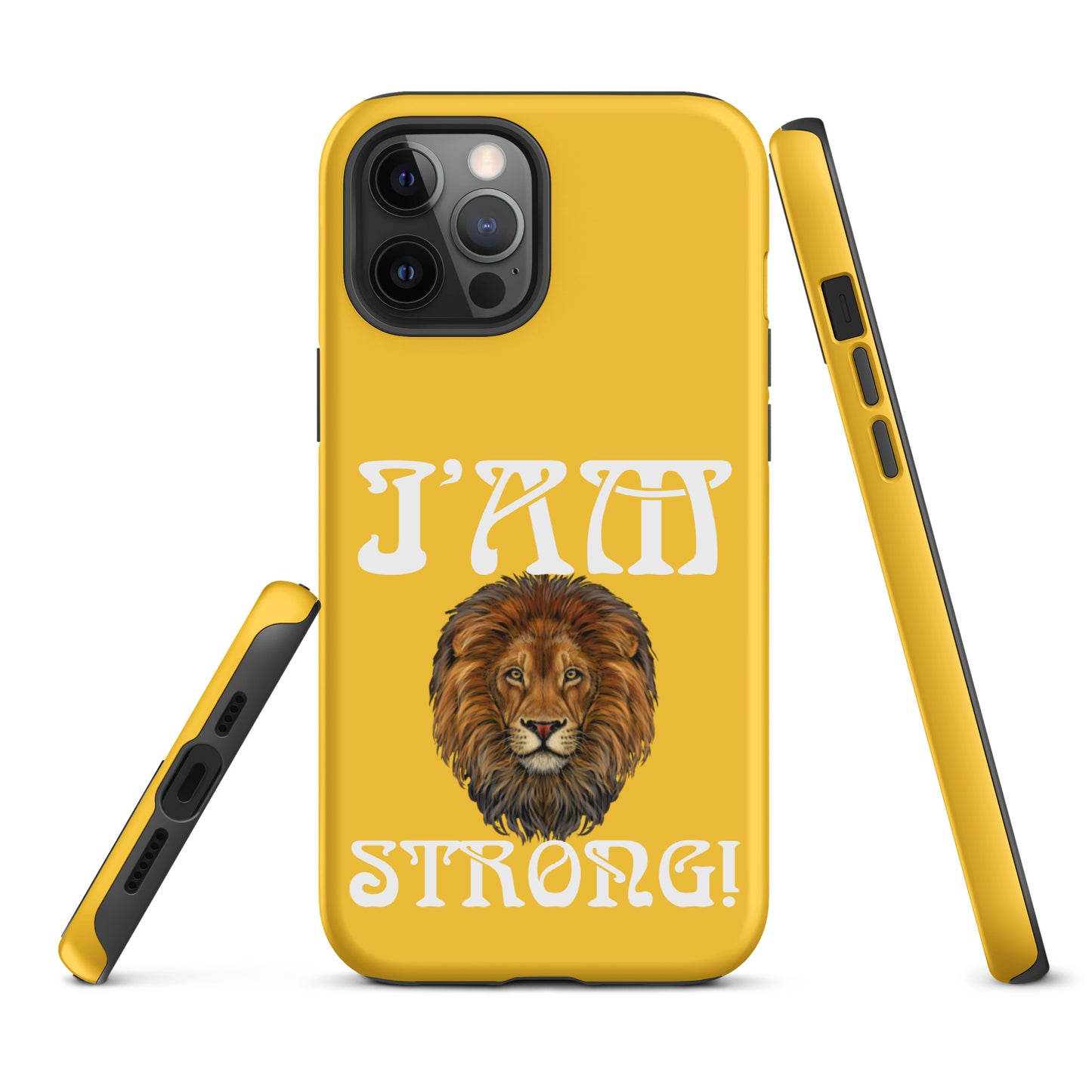 “I’AM STRONG!”Yellow Tough Case for iPhone® W/White Font