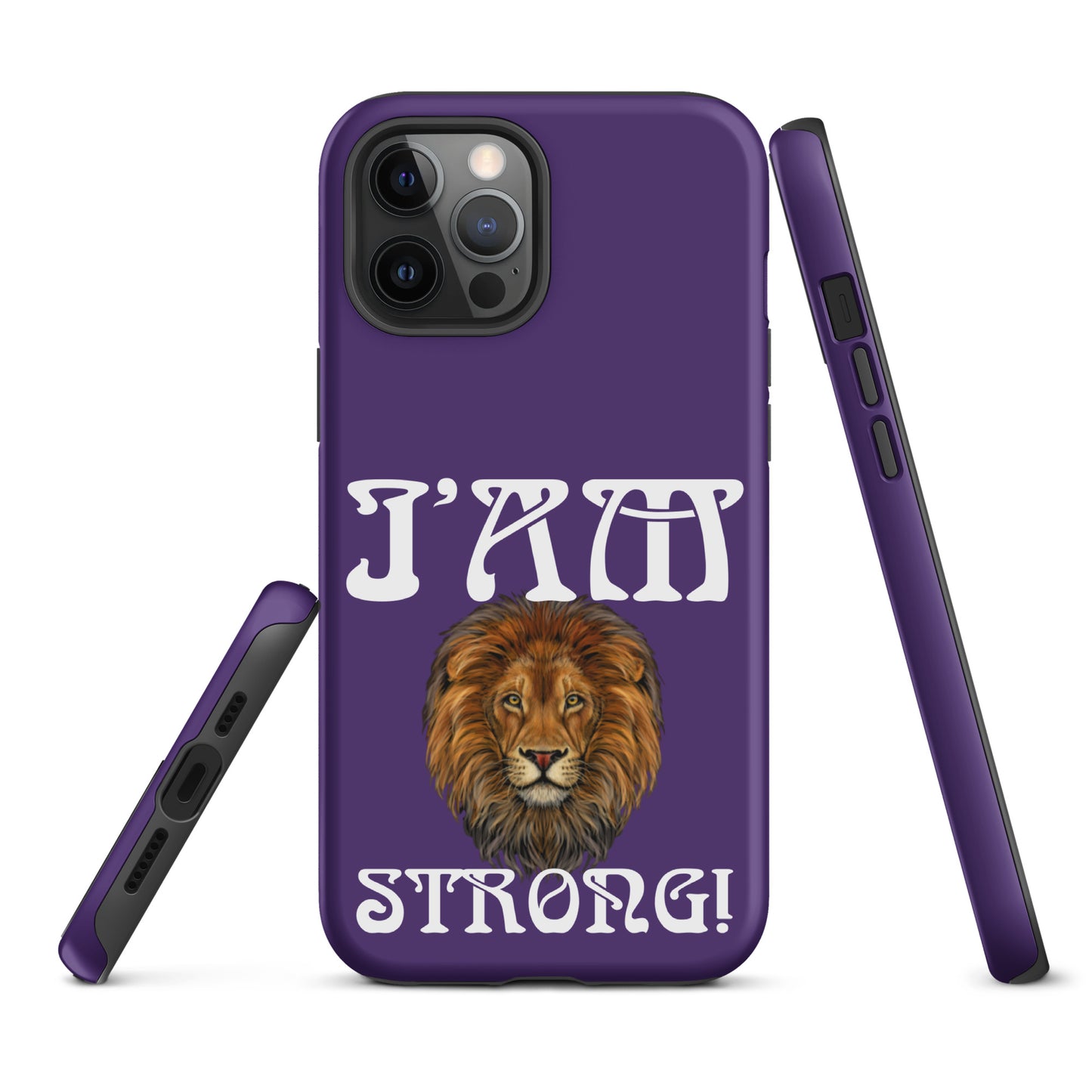 “I’AM STRONG!” Purple Tough Case for iPhone® W/White Font