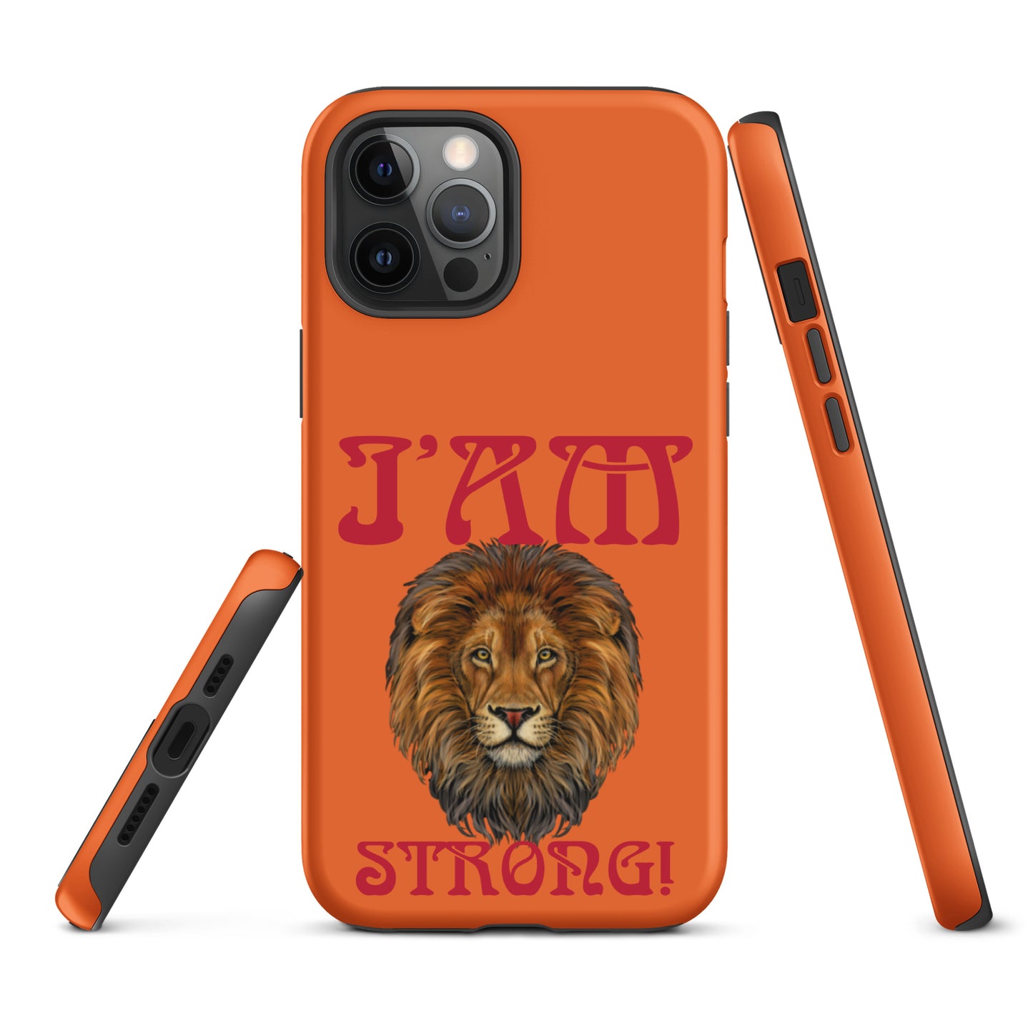 “I’AM STRONG!” Orange Tough Case for iPhone® W/Red Font